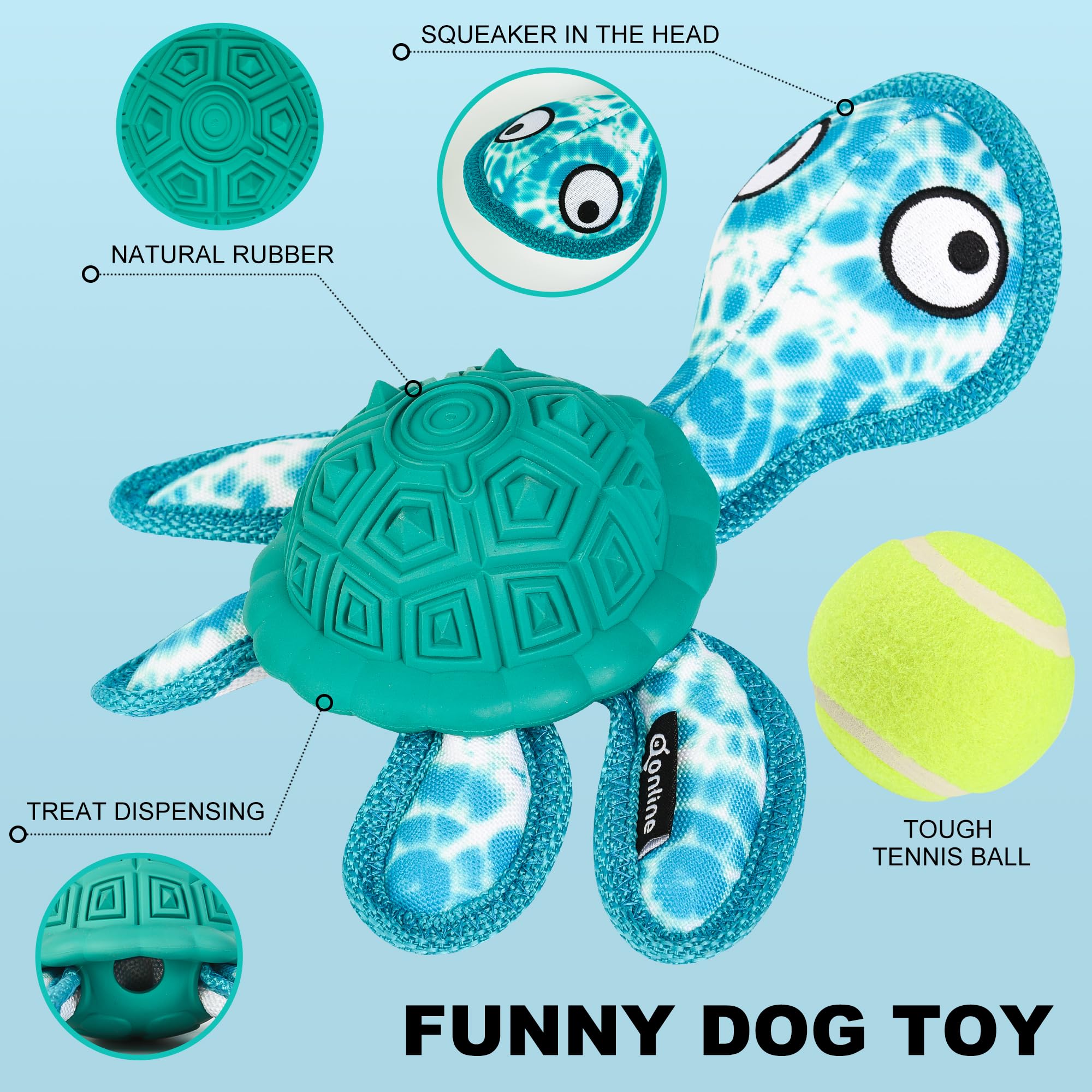 Durable Rubber Dog Chew Toys for Puppies - Turtle Shaped Teething Toy with 2 Tennis Balls (Green) - Perfect for Small & Medium Dogs, Puppy Teething Relief & Interactive Playtime