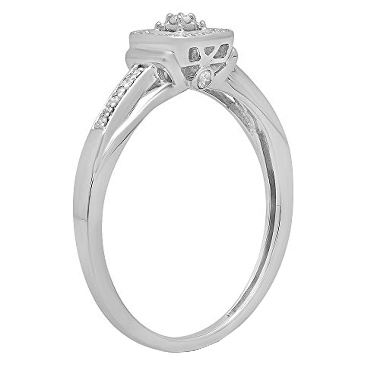 Dazzlingrock 0.15ctw Sterling Silver Round Diamond Women's Square Engagement Ring - Size 5.5 - Perfect for Proposals, Anniversaries & Special Occasions