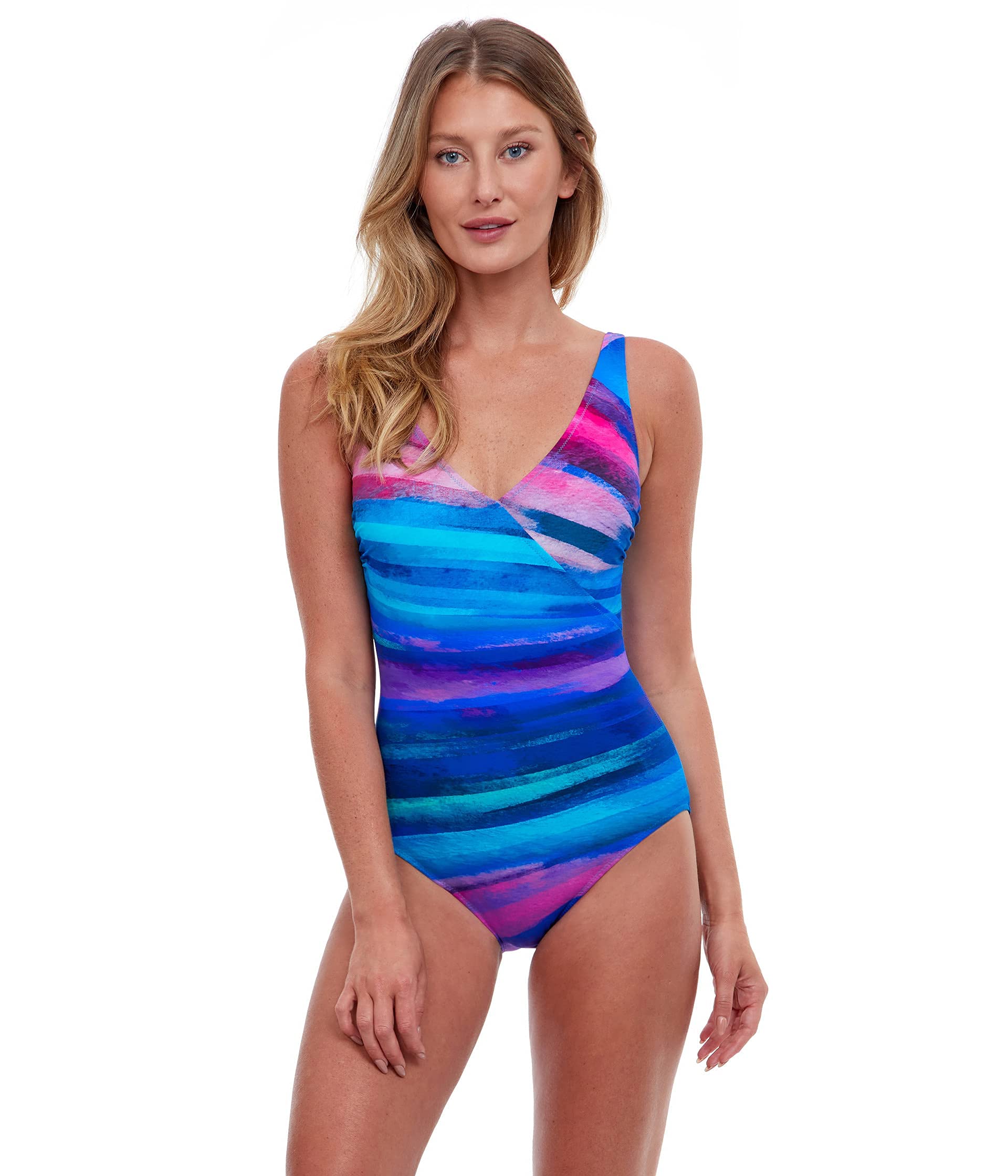 Gottex Women's Standard Midnight Light Surplice One Piece Swimsuit - Elegant Black Bathing Suit for Pool, Beach & Vacation