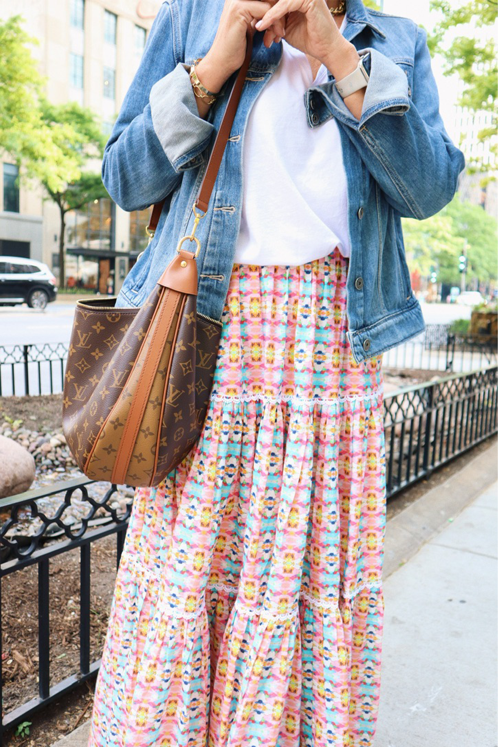 Triple Tiered Maxi Skirt in Sumner Pink - Flowy Boho Summer Dress for Beach, Vacation & Casual Outings