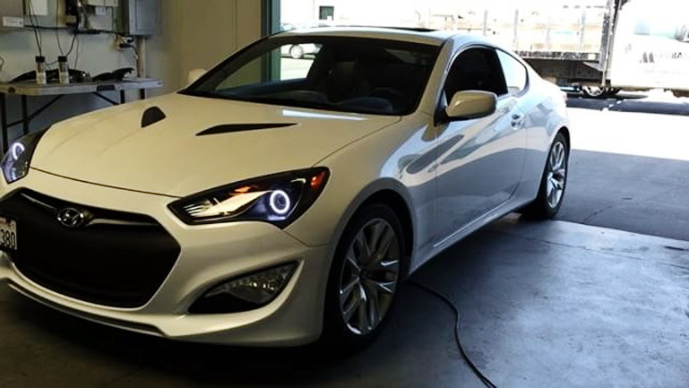 Bright White LED Halo Ring Headlight Kit for Kia Optima & Hyundai Genesis Coupe - DRL Angel Eyes with Even Lighting - Perfect for Night Driving & Car Customization