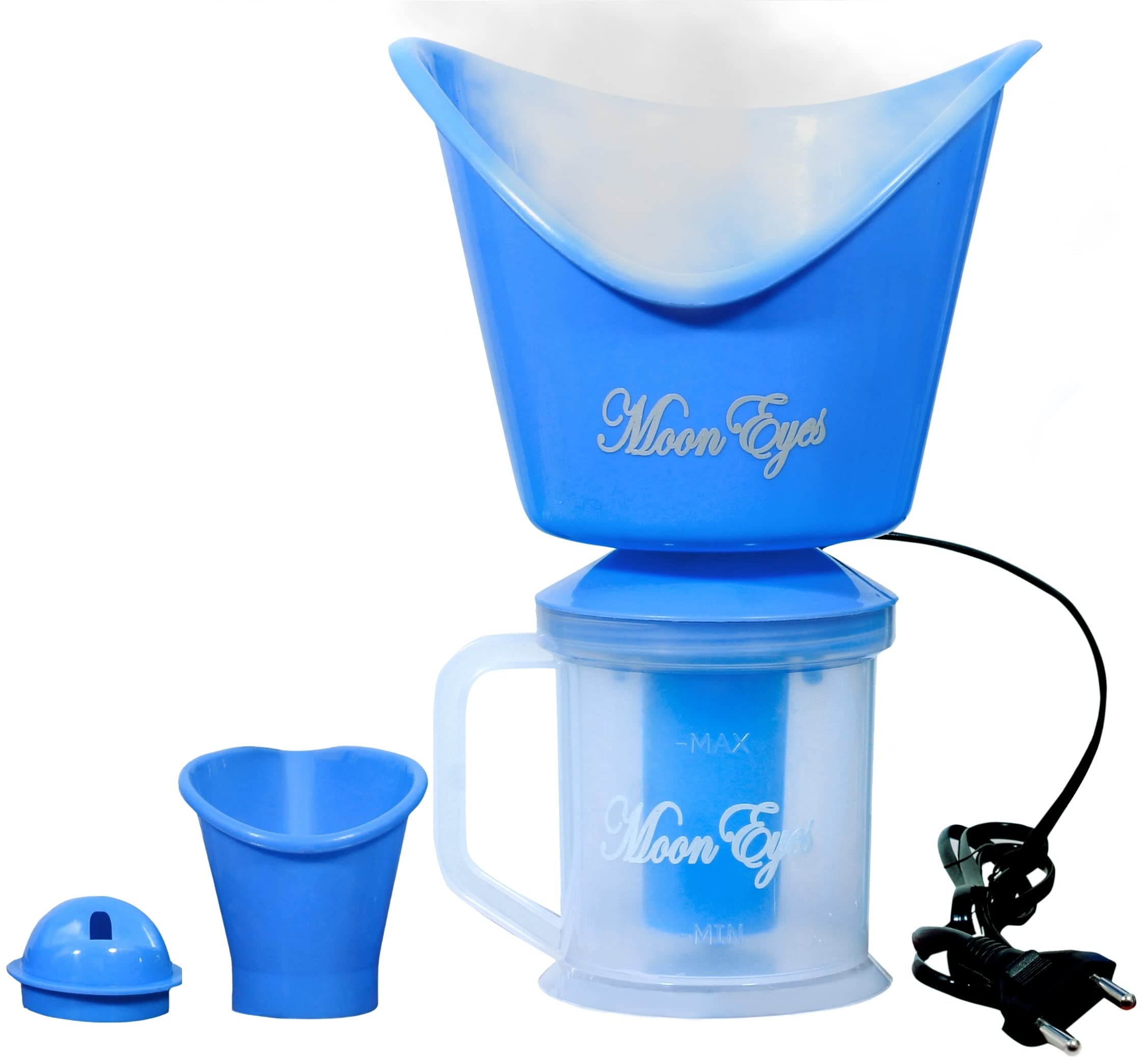 MoonEyes 5-in-1 Multifunctional Steamer - Facial, Fabric, Garment & Hair Steamer for Salon & Home Use | Portable Sauna Steamer & Vaporizer for Cold Relief (Blue) | Perfect for Skincare, Wrinkle Removal & Cough Relief