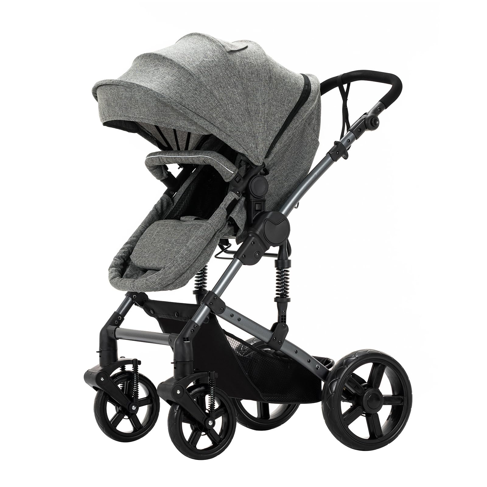 2 in 1 Convertible Baby Stroller with Bassinet & Seat Mode | Reversible Infant Stroller | One-Click Folding Lightweight Travel Stroller for Newborn & Toddler | Standard Pram Carriage (2US588-GREY) | Perfect for Shopping, Travel & Daily Walks