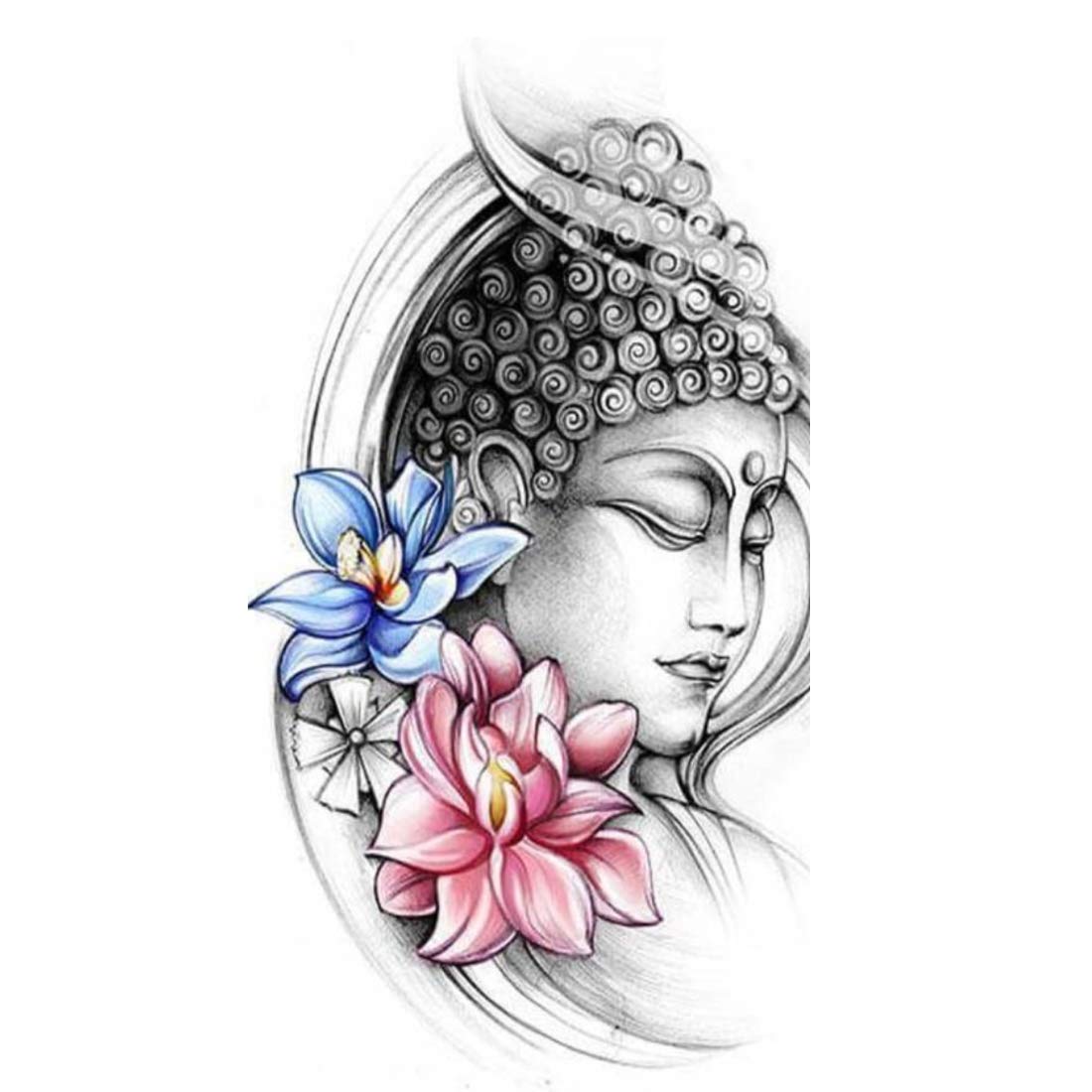 Buddha with Lotus Graffiti Temporary Waterproof Tattoos for Men & Women - Festival, Party, Yoga & Spiritual Events Body Art