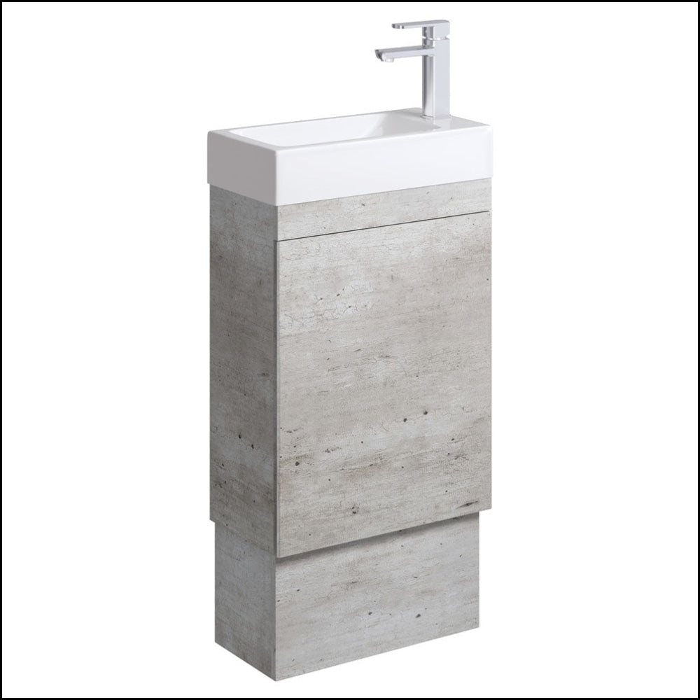 Fienza Edge 45RXK 17.7 Inch Modern Bathroom Vanity with Kickboard - No Overflow, Space-Saving Design for Small Bathrooms & Powder Rooms