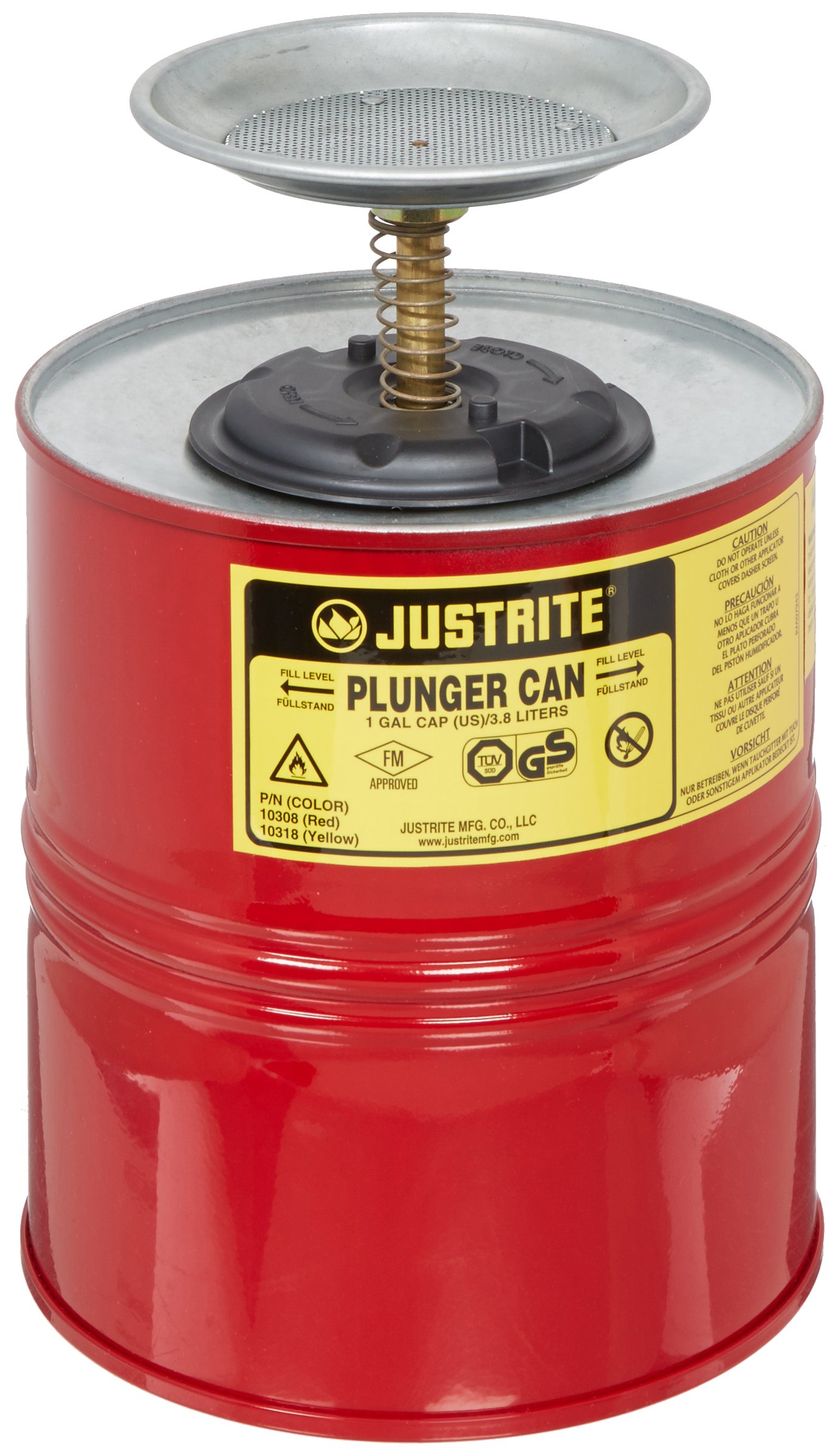 Justrite 27601 1-Gallon Red Safety Dip Tank for Paint, Solvents & Chemicals | Rust-Resistant Metal Container for Industrial & DIY Use