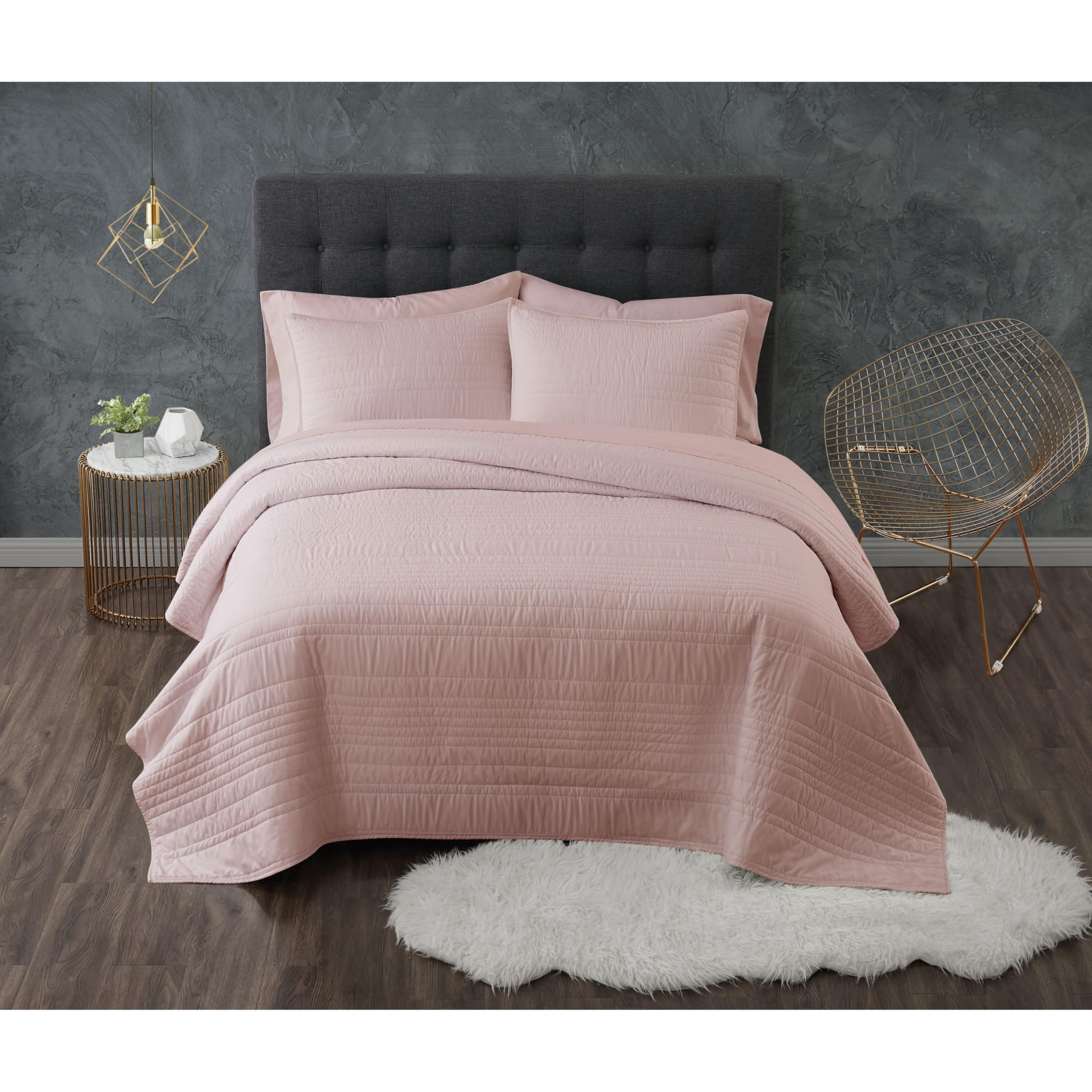 Truly Calm Blush Polyester 2-Piece Twin XL Quilt Set - Solid Color Bedding for Men & Women | OEKO-TEX Certified | Soft & Breathable for All Seasons - Perfect for Dorms, Guest Rooms & Cozy Bedrooms