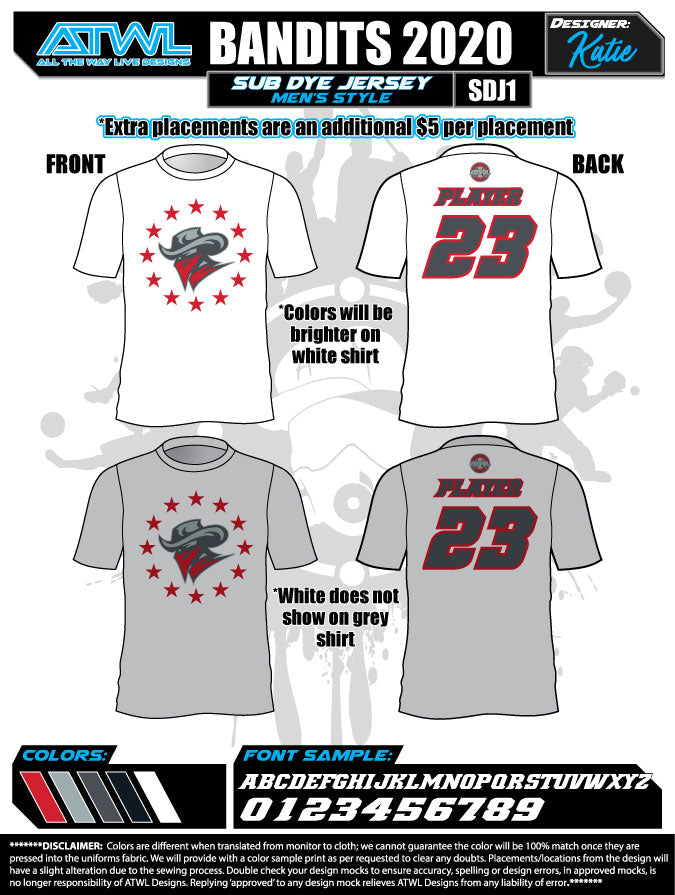 Bandits 9U 2020 Men's Sublimated Baseball Jersey - Breathable & Lightweight for Baseball Games, Practice & Team Uniforms
