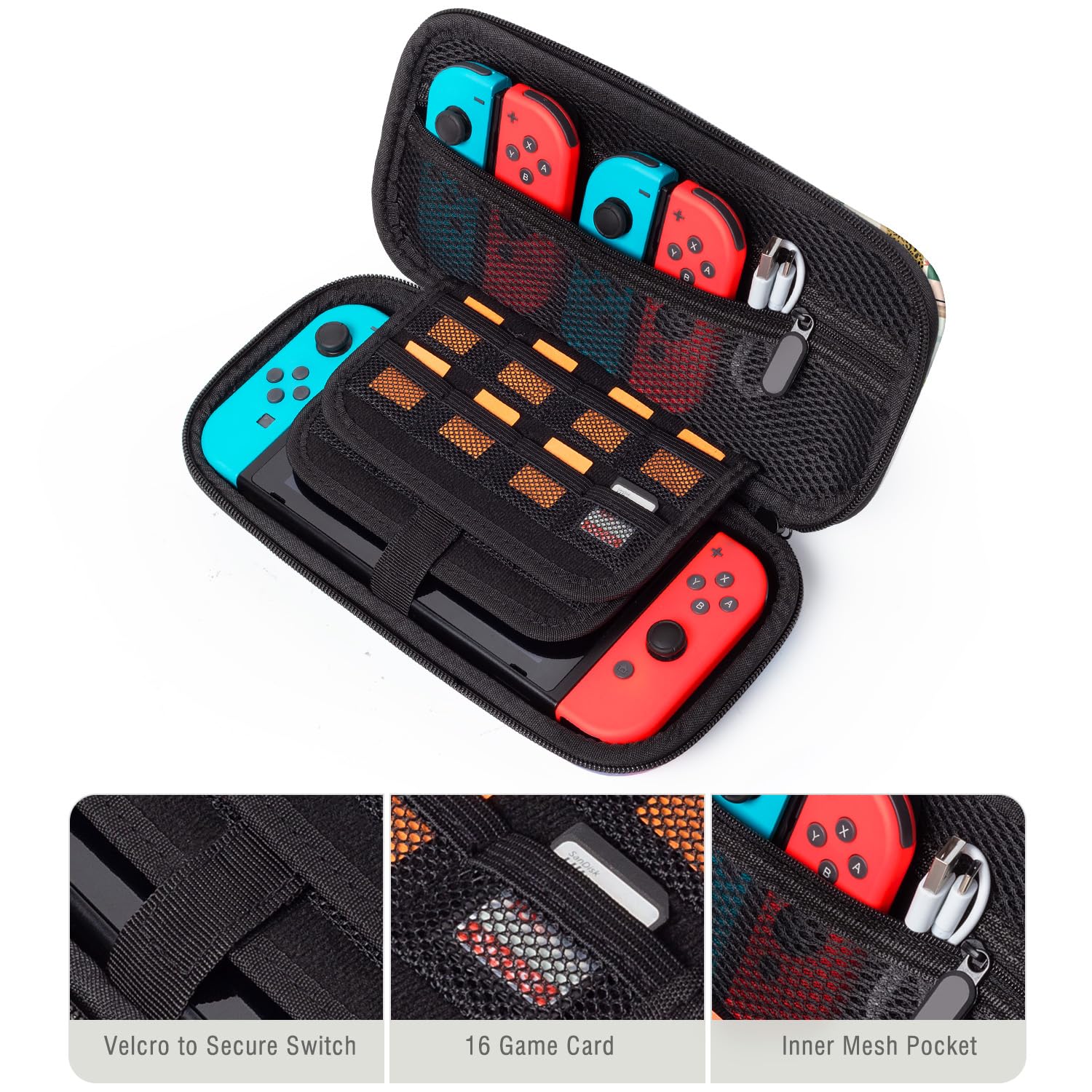 Lokigo Protective Carrying Case for Nintendo Switch & Switch OLED - Travel Case with 16 Game Card Slots for Console & Accessories - Durable Case for Boys & Girls - Perfect for Gaming On-The-Go, Travel, and Daily Storage
