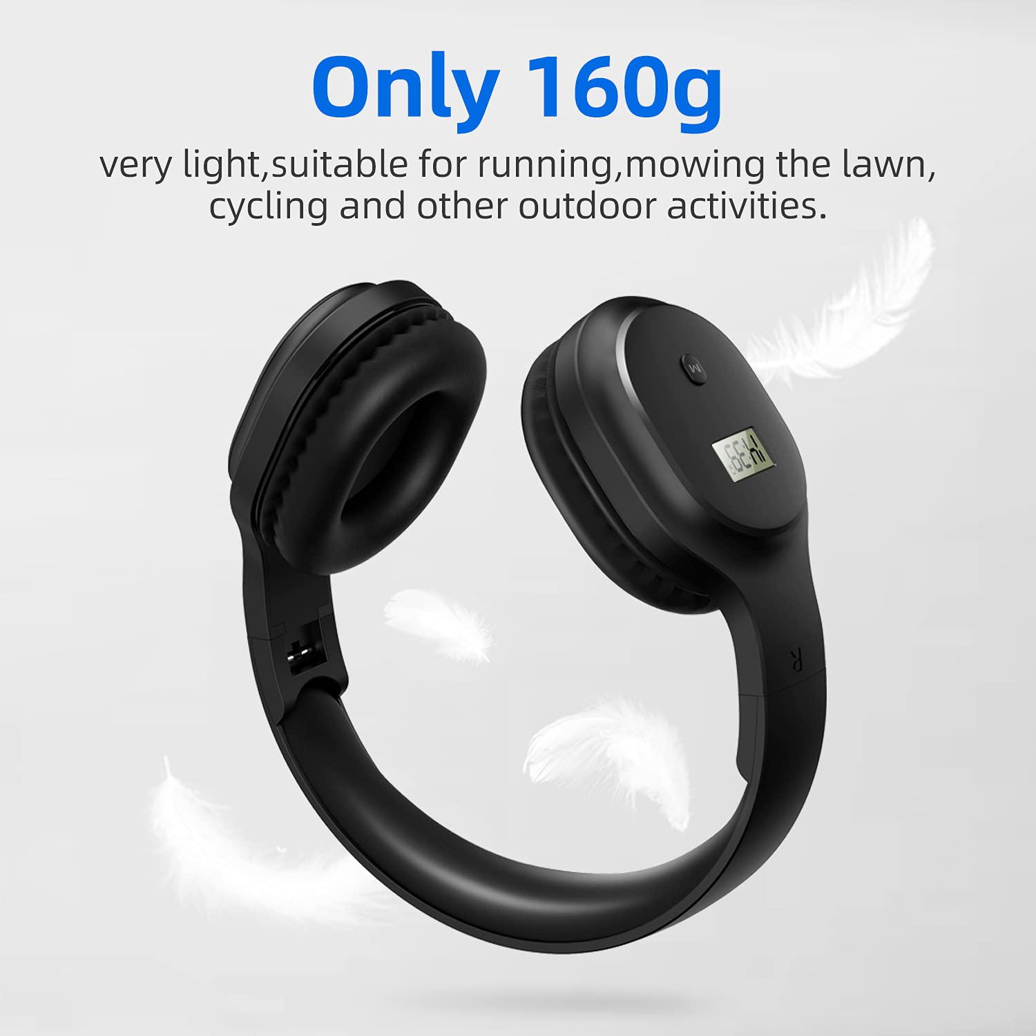Best Wireless Headphones with FM Radio & Bluetooth 5.0 - Rechargeable Over-Ear Headset with Built-in Mic, Lightweight Comfort for Running, Gym, Workouts, Travel & Outdoor Activities | Perfect for Jogging, Cycling, Mowing & Commuting