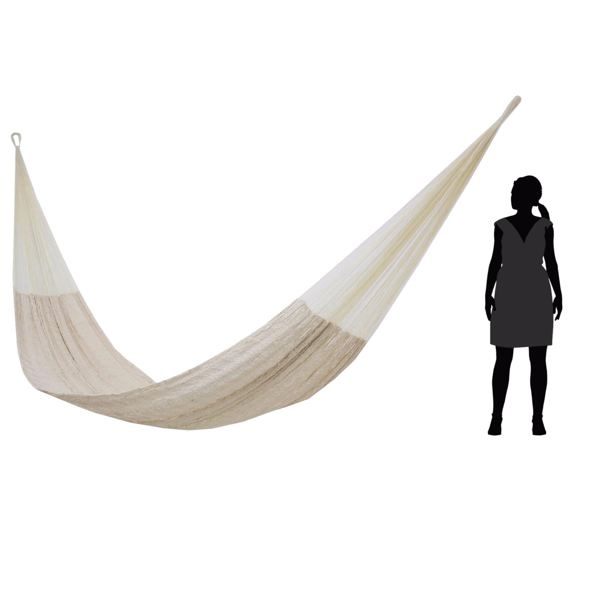 NOVICA Natural Off White Hand Woven Cotton Blend Mayan Hammock for 1 Person - Breathable Rope Hammock with Wooden Spreader Bars | Perfect for Backyard, Patio, Beach & Camping Relaxation