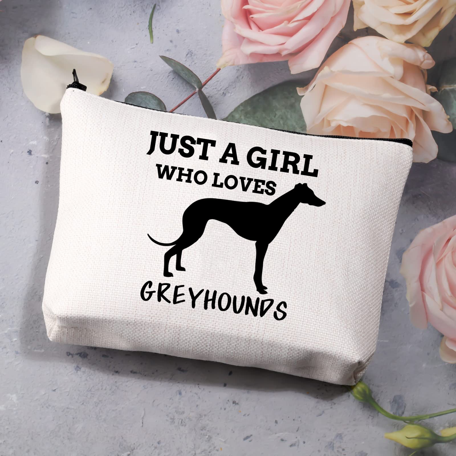 BDPWSS Greyhound Lover Gift - Just a Girl Who Loves Greyhounds Makeup Bag | Perfect for Dog Lovers, Travel & Cosmetic Storage