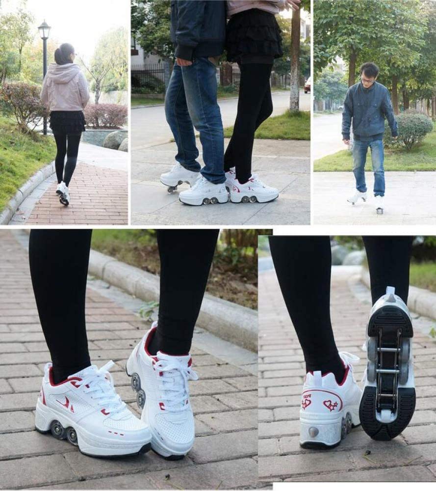 Women's Roller Skates with Retractable Wheels - Girls & Boys Inline Skates for Parkour, Outdoor & Indoor Use - Quad Roller Shoes for Adults & Kids - Perfect for Fitness, Fun & Street Skating