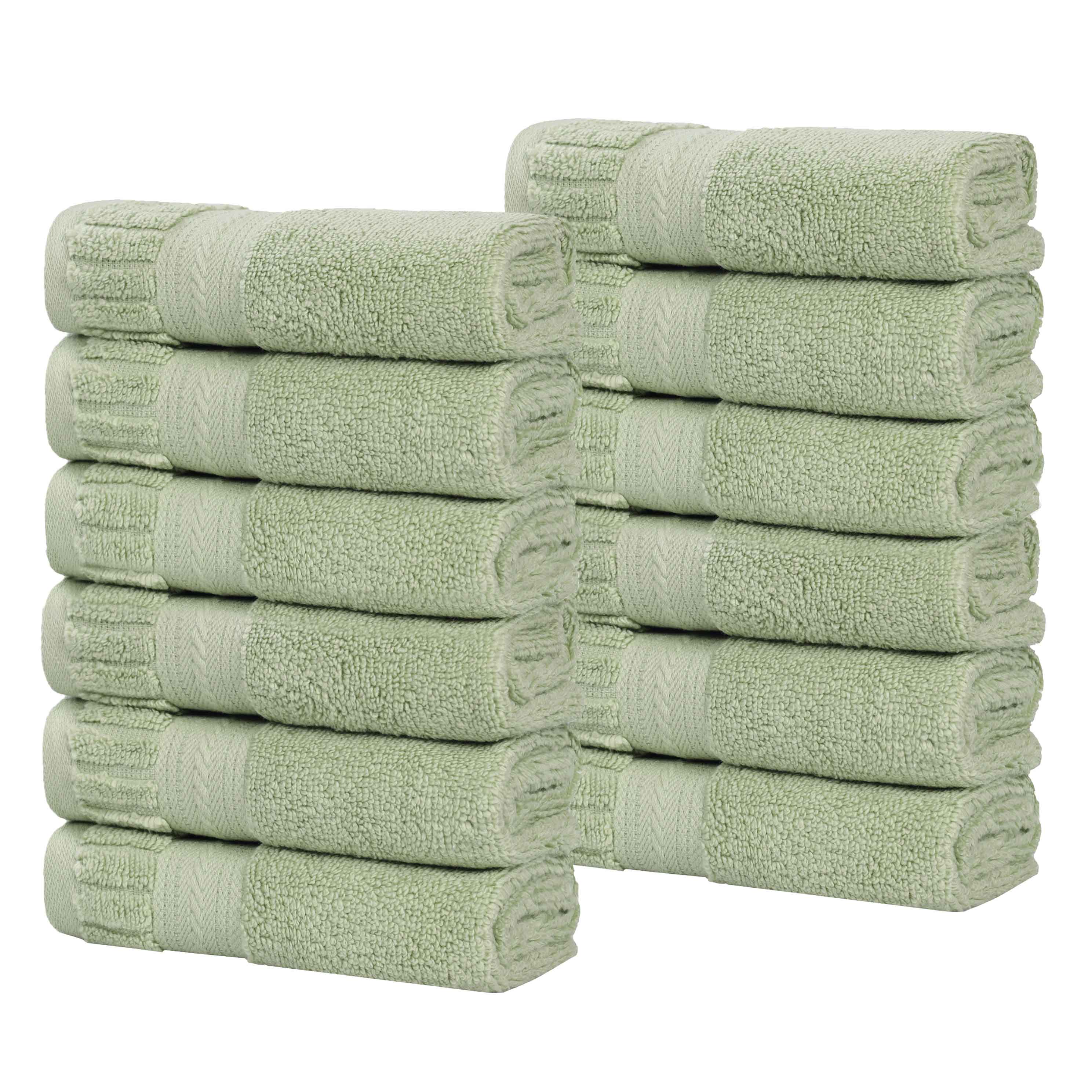 Premium Venice Zero Twist Cotton Medium Weight Face Towels - Soft & Absorbent, Set of 12 for Bathroom, Spa & Gym Use