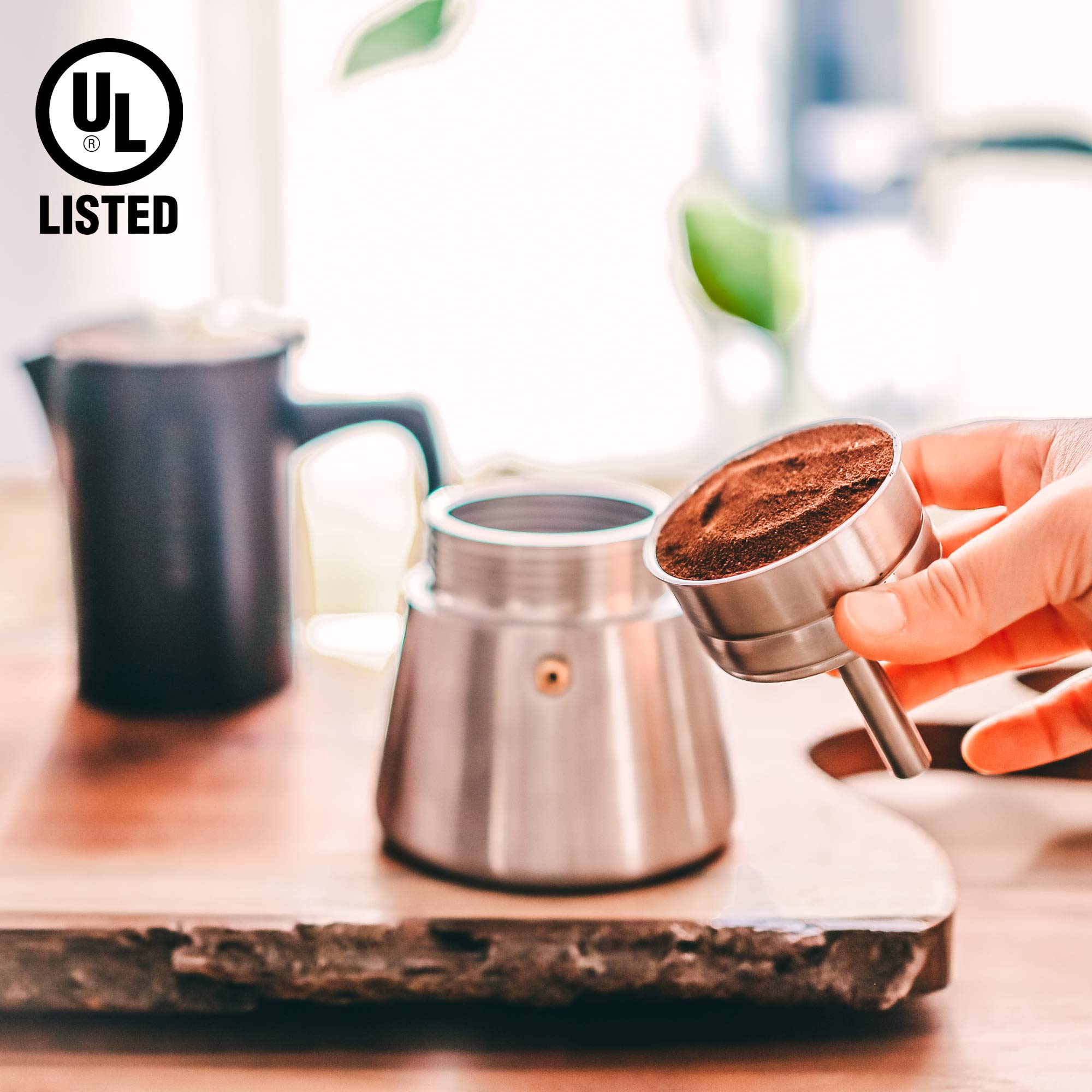 GROSCHE Milano Steel Stovetop Espresso Maker - 6 Cup Moka Pot for Induction, Electric & Gas Stoves | Stainless Steel Italian Coffee Maker | Dishwasher Safe | Perfect for Home, Office & Camping Coffee Brewing