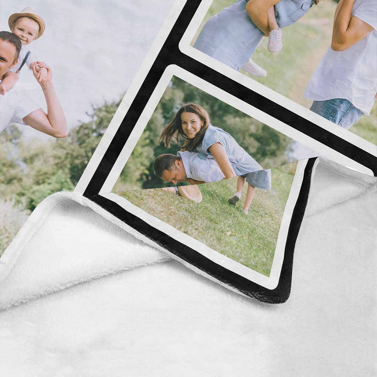 Custom Photo Blanket with Family Pictures - Personalized Fleece Throw Blanket 30x40 - Made in USA - Perfect Gift for Grandma, Grandpa & Mom - Cozy Home Decor for Living Room, Bed & Couch