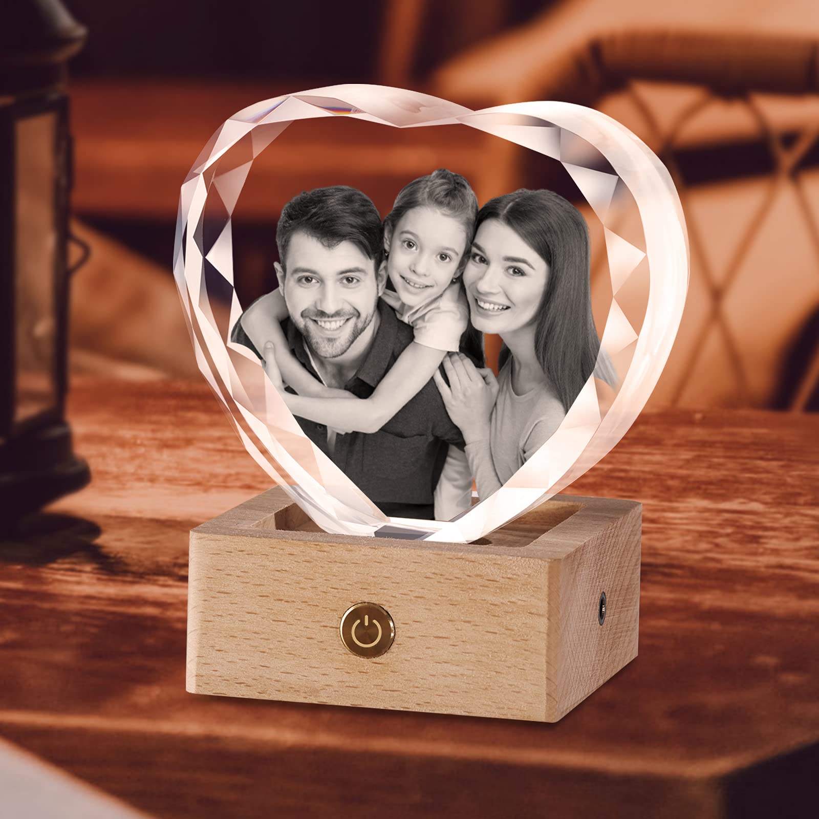 Personalized 3D Crystal Photo Cube - Custom Laser Engraved Picture Keepsake with Heart Design | Unique Christmas Gift for Loved Ones | Perfect for Anniversaries, Weddings & Special Occasions