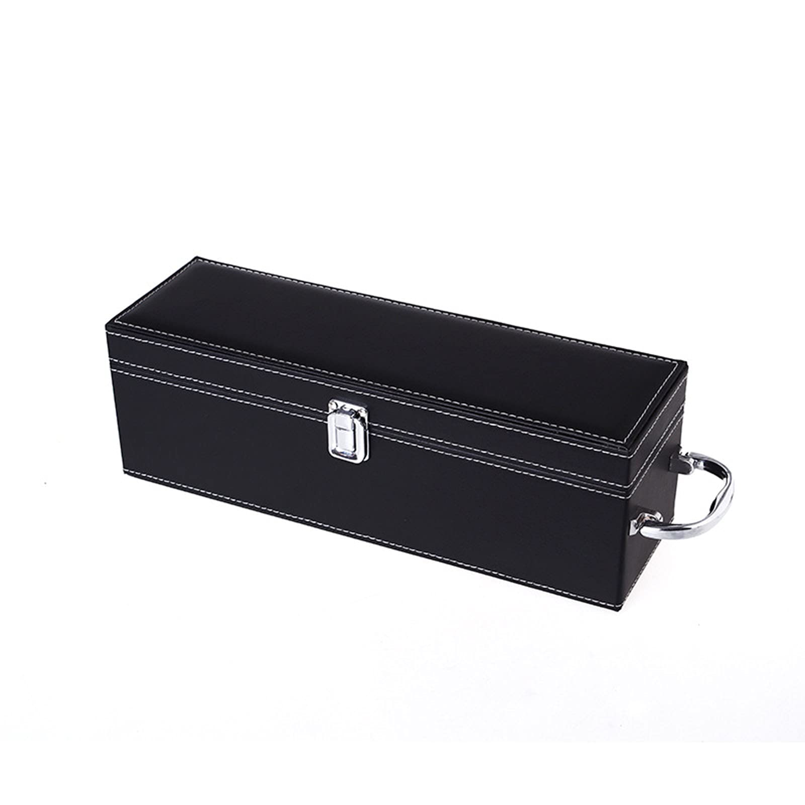 Premium Black PU Leather Wine Bottle Gift Box - Handmade Portable Luxury Wine Case with 4 Corkscrews - Perfect for Business Gifts, Weddings & Home Display (Elegant Wine Storage & Presentation Solution)