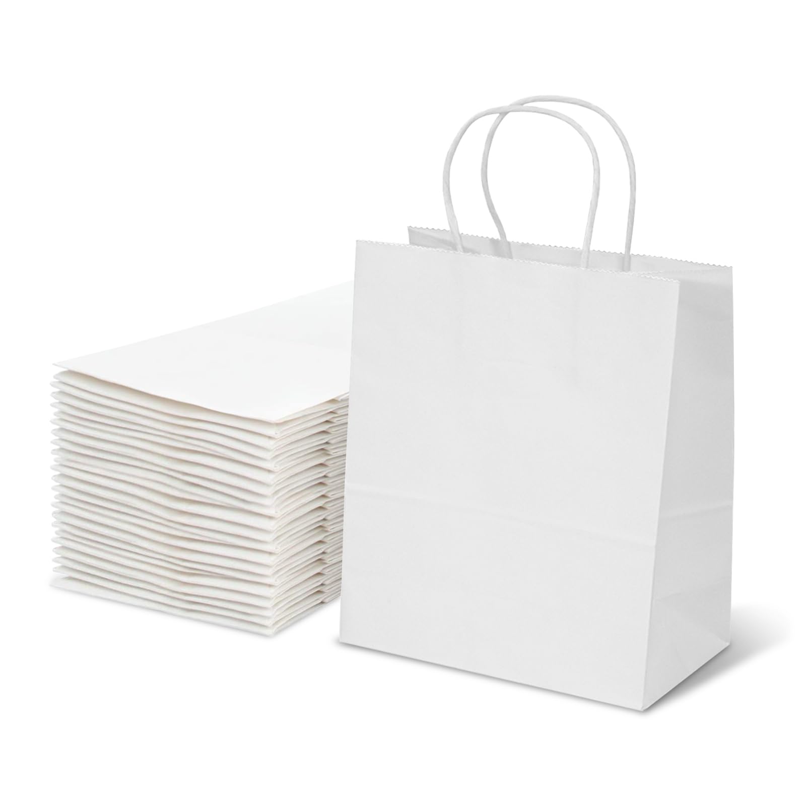 TOWRAP 50Pcs Brown Kraft Paper Bags with Handles - 9 x 5.9 x 9.84 Inch Eco-Friendly Gift Bags Bulk for Shopping, Parties, Retail, Merchandise & Favors | Perfect for Weddings, Birthday Gifts & Small Business Packaging