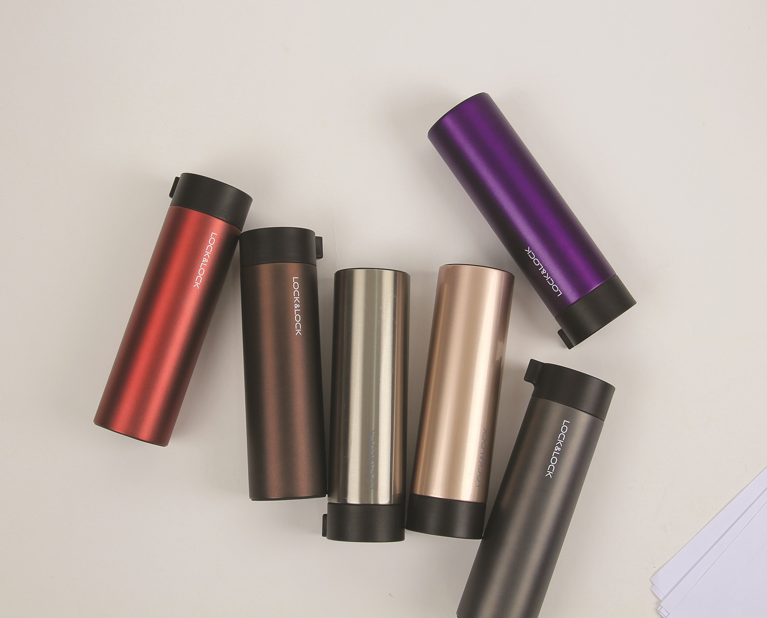 Lock & Lock Stainless Steel Vacuum Insulated Flask - 400ml Leak-Proof Travel Mug for Hot & Cold Drinks (Gold/Pink) - Perfect for Coffee, Tea, Water & Outdoor Activities
