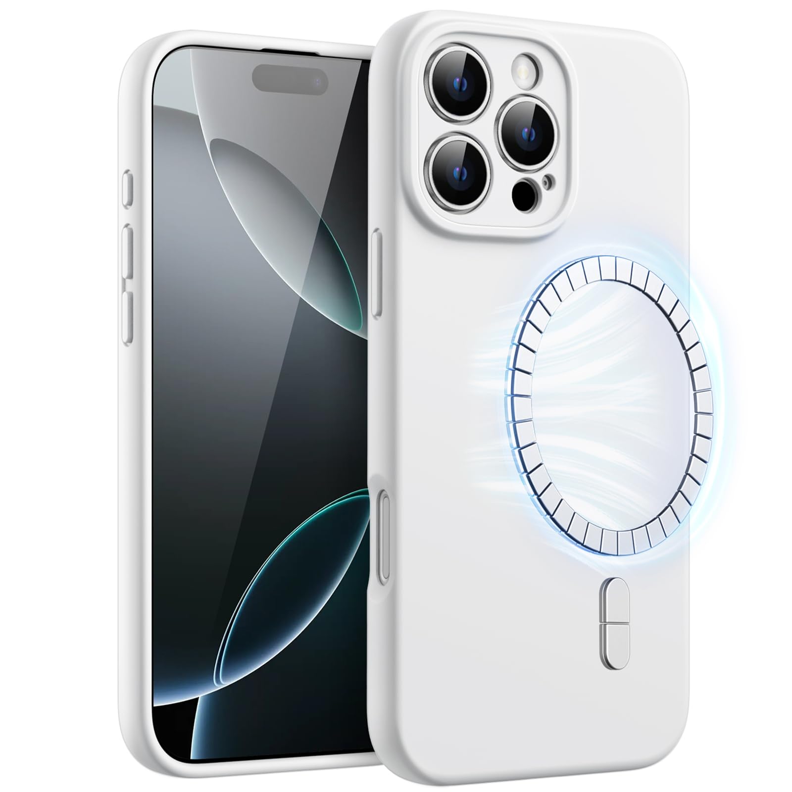 JETech Magnetic Silicone Case for iPhone 16 Pro Max 6.9-Inch - MagSafe Compatible, Soft Touch Shockproof Phone Cover with Full Camera Protection (White) - Perfect for Daily Use, Travel & Outdoor Activities