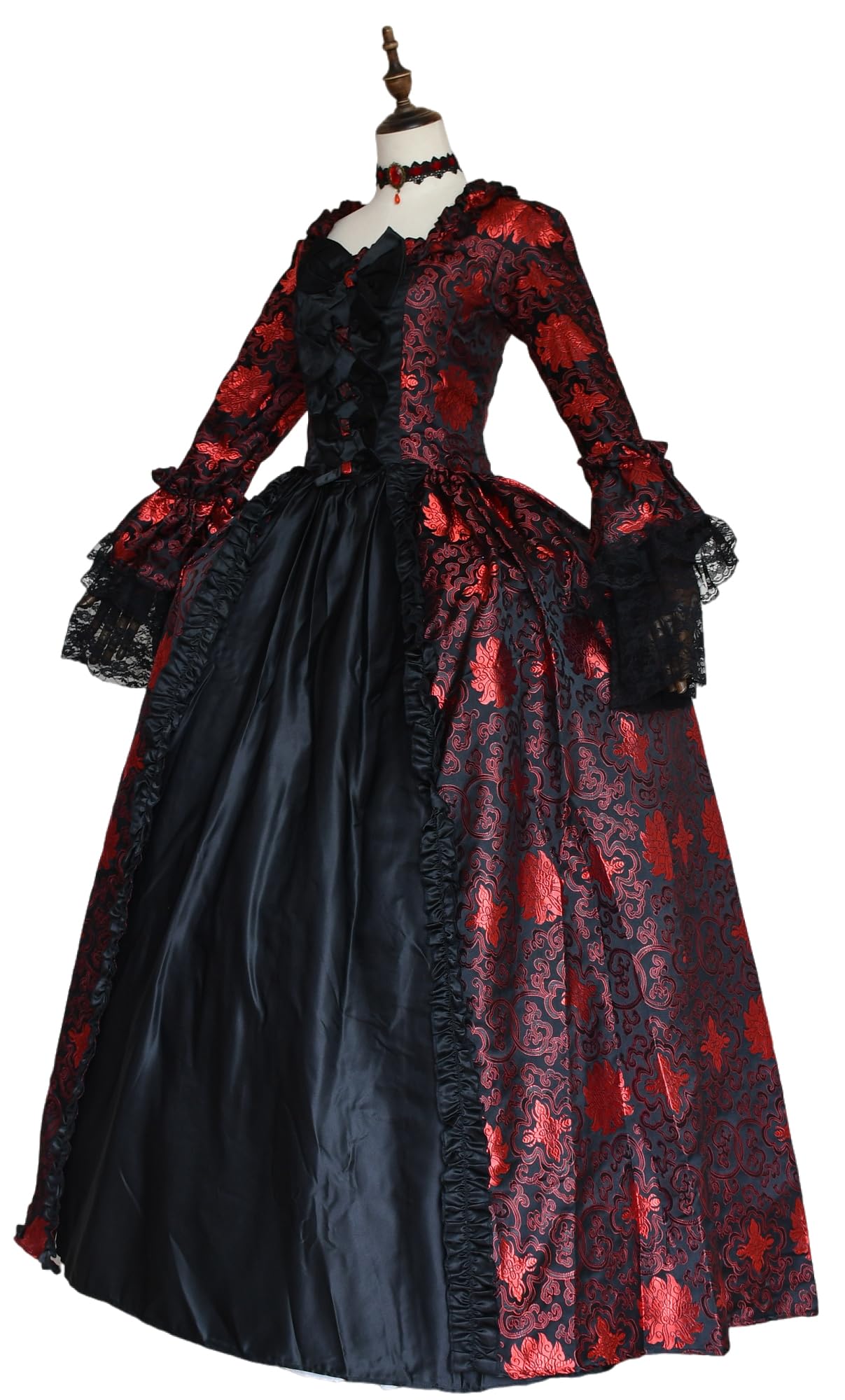 Victorian Ball Gown for Women - Elegant Long Sleeve Party Dress with Rococo Details | Perfect for Masquerade Balls, Costume Parties & Historical Reenactments