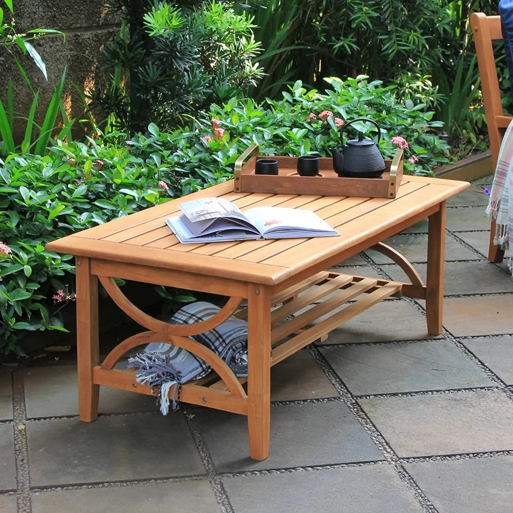 Cambridge Casual Chester Superior Indonesian Teak Patio Coffee Table - Natural Teak Wood Outdoor Furniture for Garden, Deck, Poolside & Patio