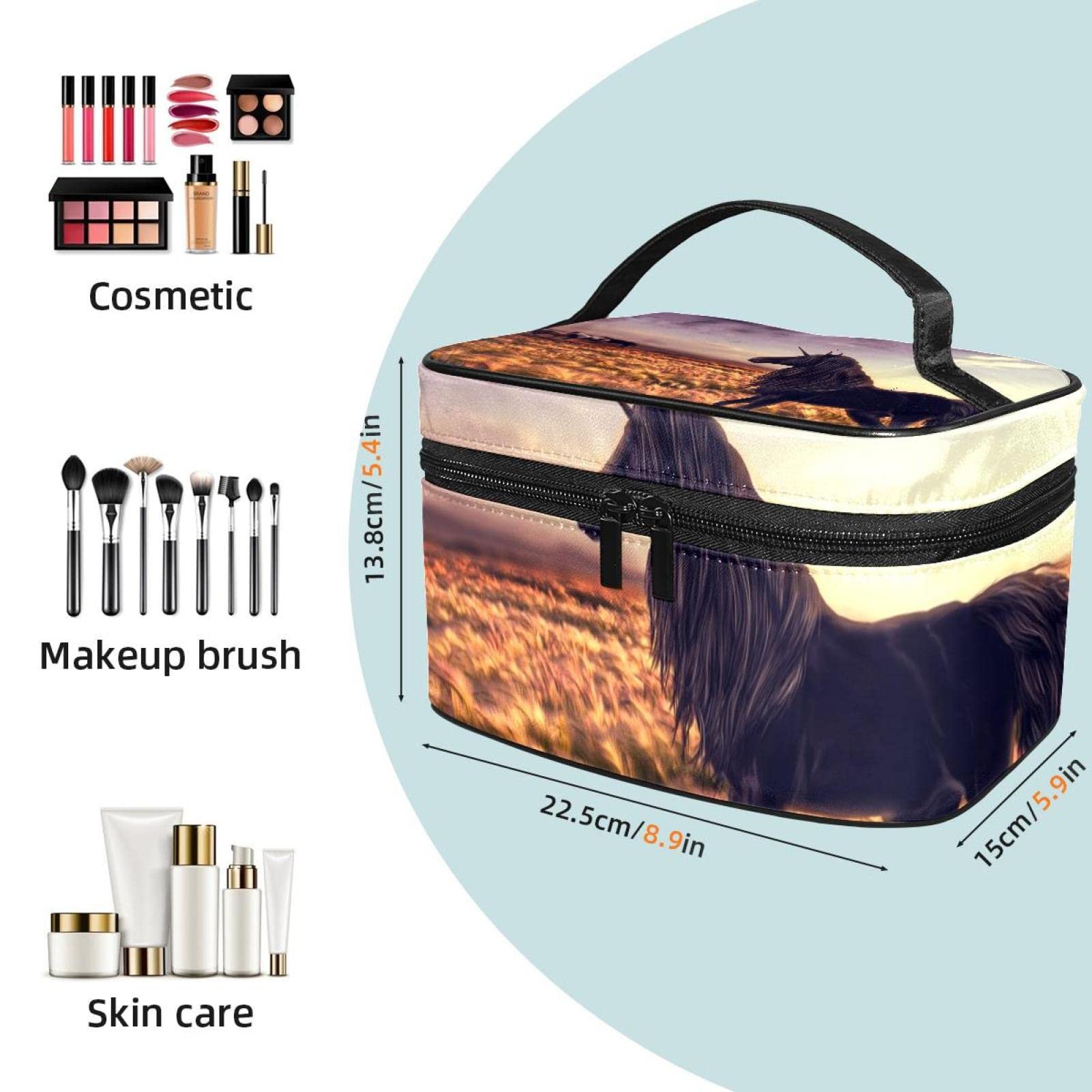 Portable Travel Makeup Organizer Bag for Women - Large Cosmetic Case with Unicorn & Animal Designs - Perfect for Toiletries, Makeup Storage & Girls' Travel Essentials