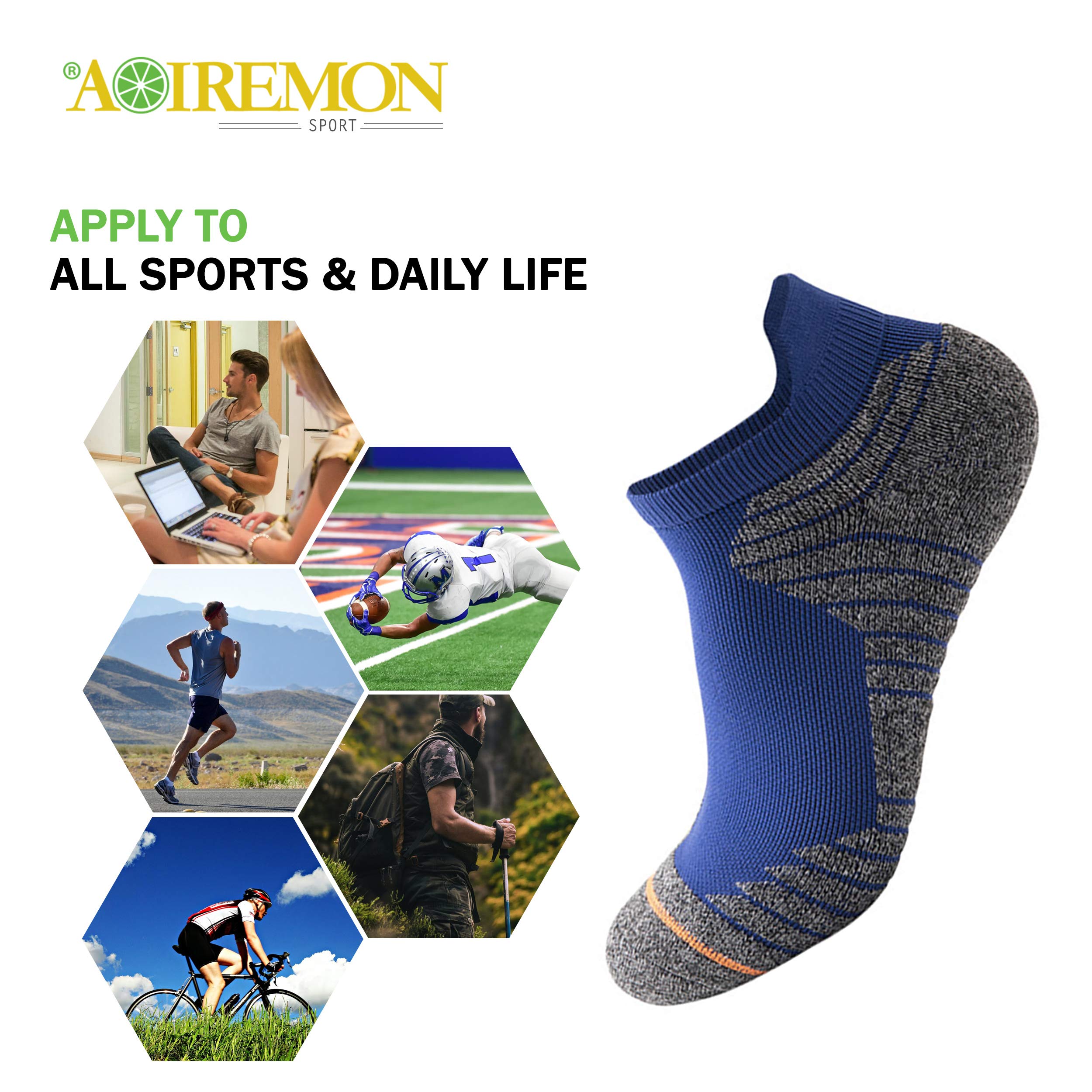 AOIREMON Men's & Women's No Show Athletic Socks - Low Cut Ankle Sports Tab Socks, Breathable Mesh Running Socks (4-6 Pairs) - Perfect for Running, Gym & Everyday Wear