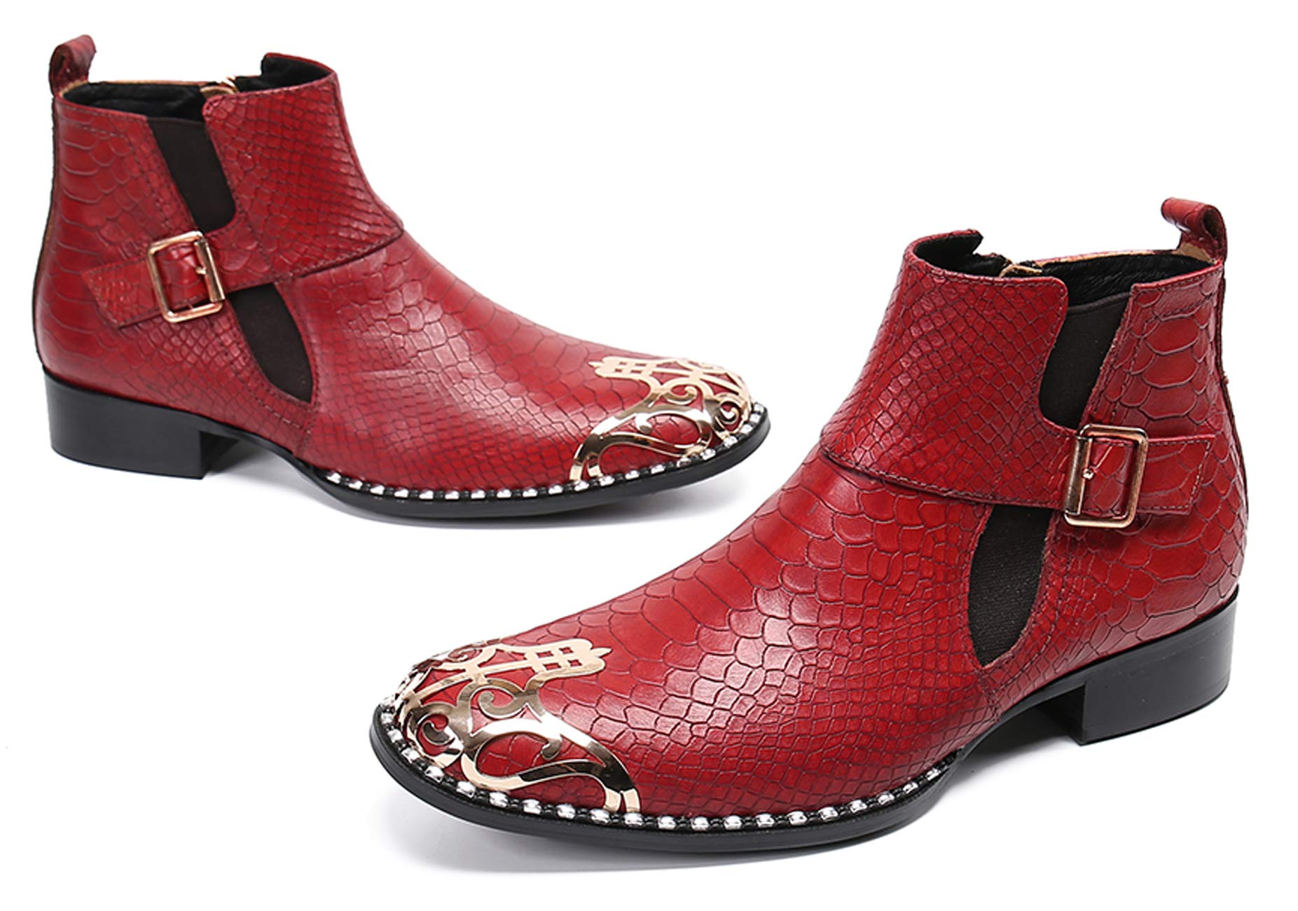 Men's Western Chelsea Boots - Genuine Leather Dress Boots with Metal Tip & Zipper | Stylish Cowboy Boots for Casual & Formal Wear