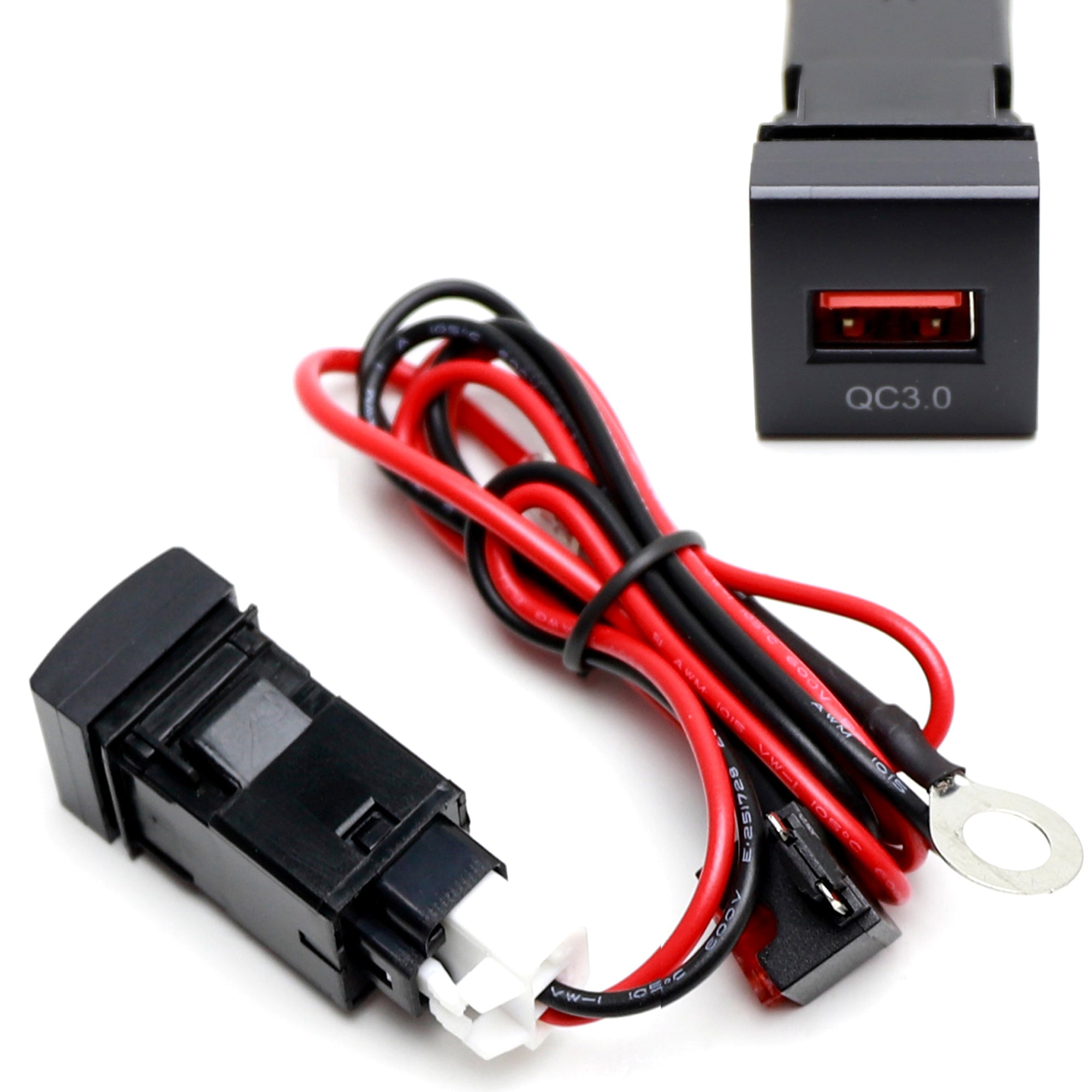 22.8x22.5mm USB QC 3.0 Switch Mount for Toyota Camry 2018+ & Corolla 2019+ - Perfect for Phone Charging & Car Accessories Installation