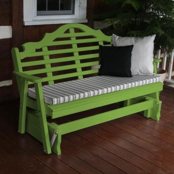 A & L Furniture Yellow Pine Marlboro Glider - Comfortable Wooden Porch Swing for Outdoor Relaxation, Garden, Patio, and Backyard Use