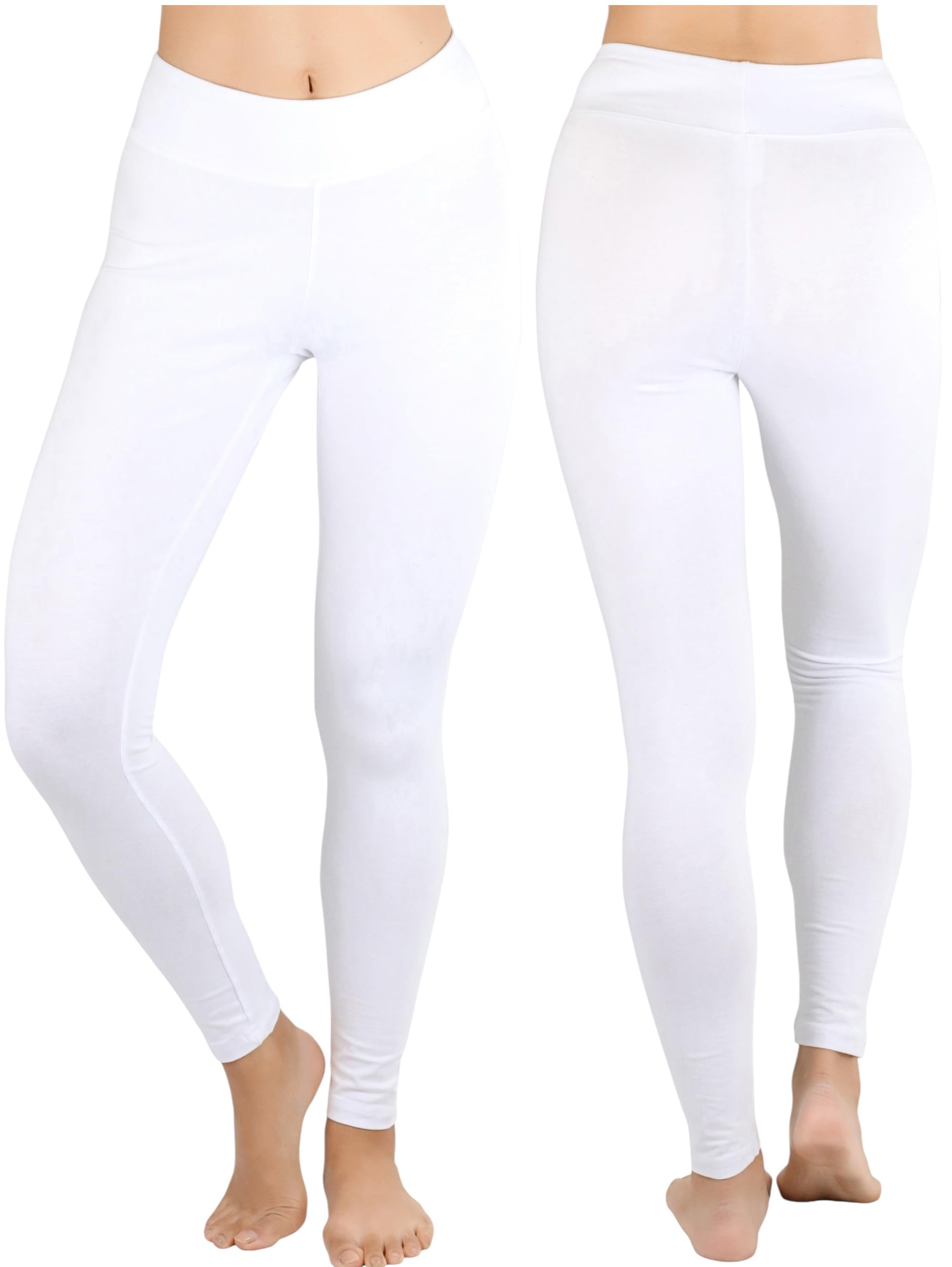 ToBeInStyle Women's Breathable Cotton-Spandex Leggings - Medium Weight, High Waisted Yoga Pants for Workout, Running & Lounge Wear