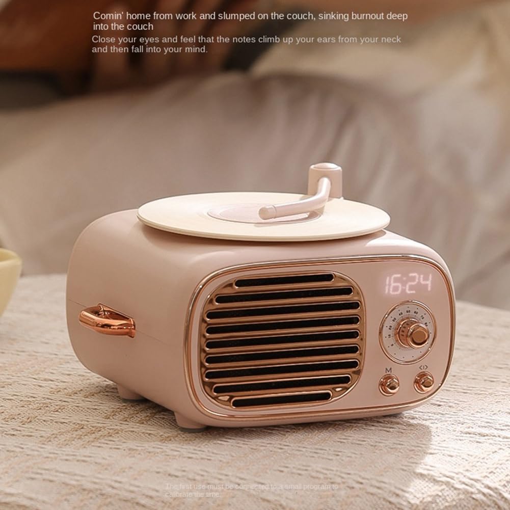 Vintage Bluetooth Speaker with Clock & Wireless Mic - Portable Mini Speaker for Home, Office, Travel | Osmond Old Fashioned Wireless Speaker with FM Radio & AUX Input