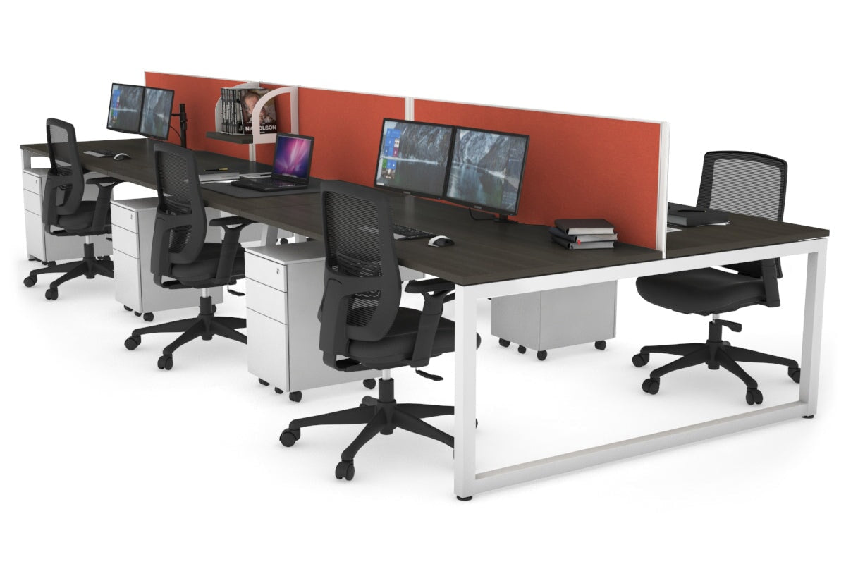 Quadro Loop Legs 6-Person Office Workstation Desk - 1800L x 800W with Cable Management | Modern Collaborative Workspace Solution for Team Projects & Open Office Layouts