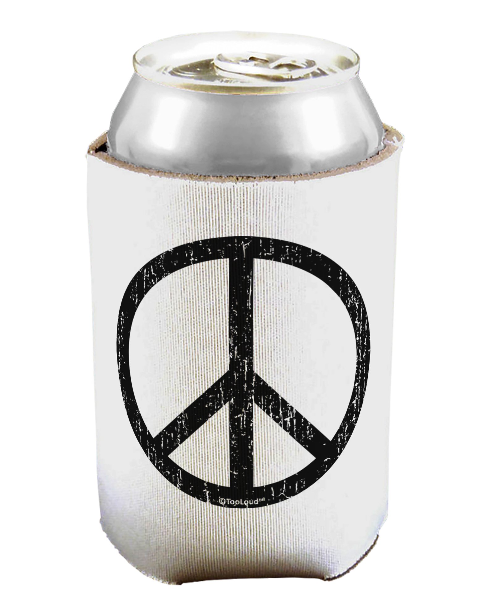 TOOLOUD Peace Sign Distressed Beer Can Cooler & Bottle Insulator - 2 Pack Set for Outdoor Parties, BBQs, and Beach Drinks