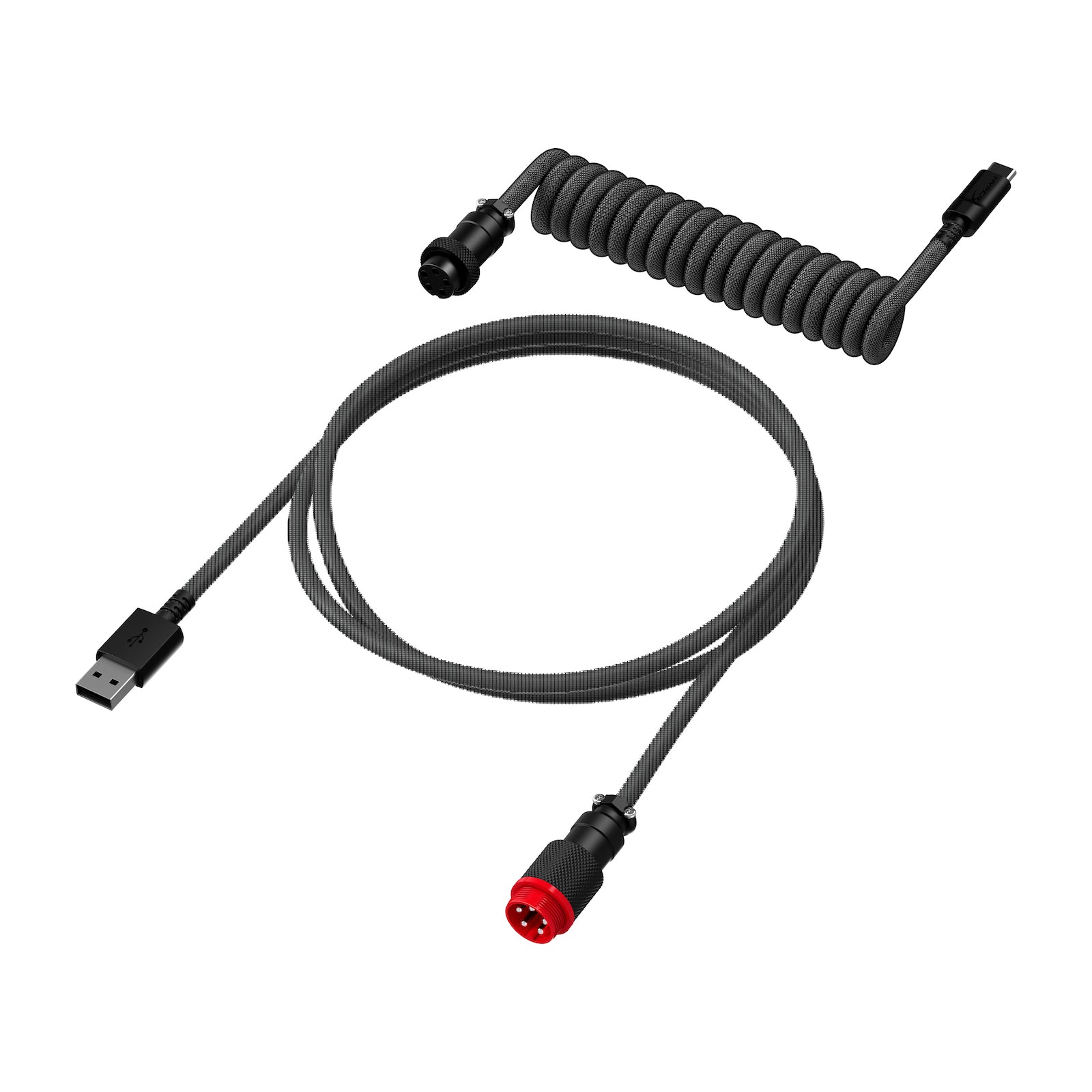 HyperX USB-C Coiled Charging Cable 3.3ft (1m) - Red & Black Braided Nylon Fast Charging Cord for Gaming, Work & Travel - Compatible with iPhone 15, MacBook, iPad, Samsung Galaxy & More