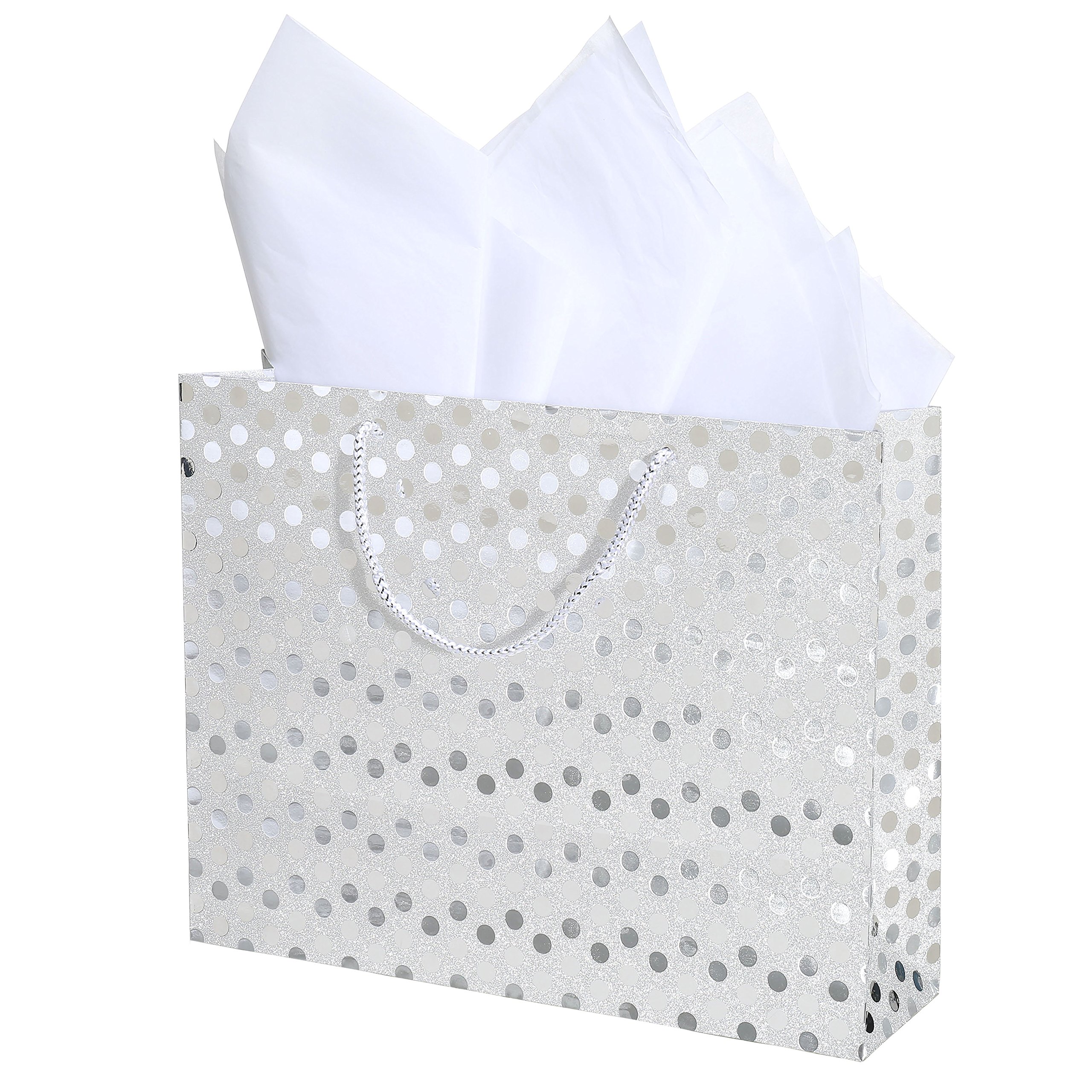 15 X 12 Inch Glitter Polka Dot Gift Bags - Set of 3 Decorative Party Favor Bags for Birthdays, Weddings & Holidays | Perfect for Gift Wrapping, Party Decorations & Special Occasions