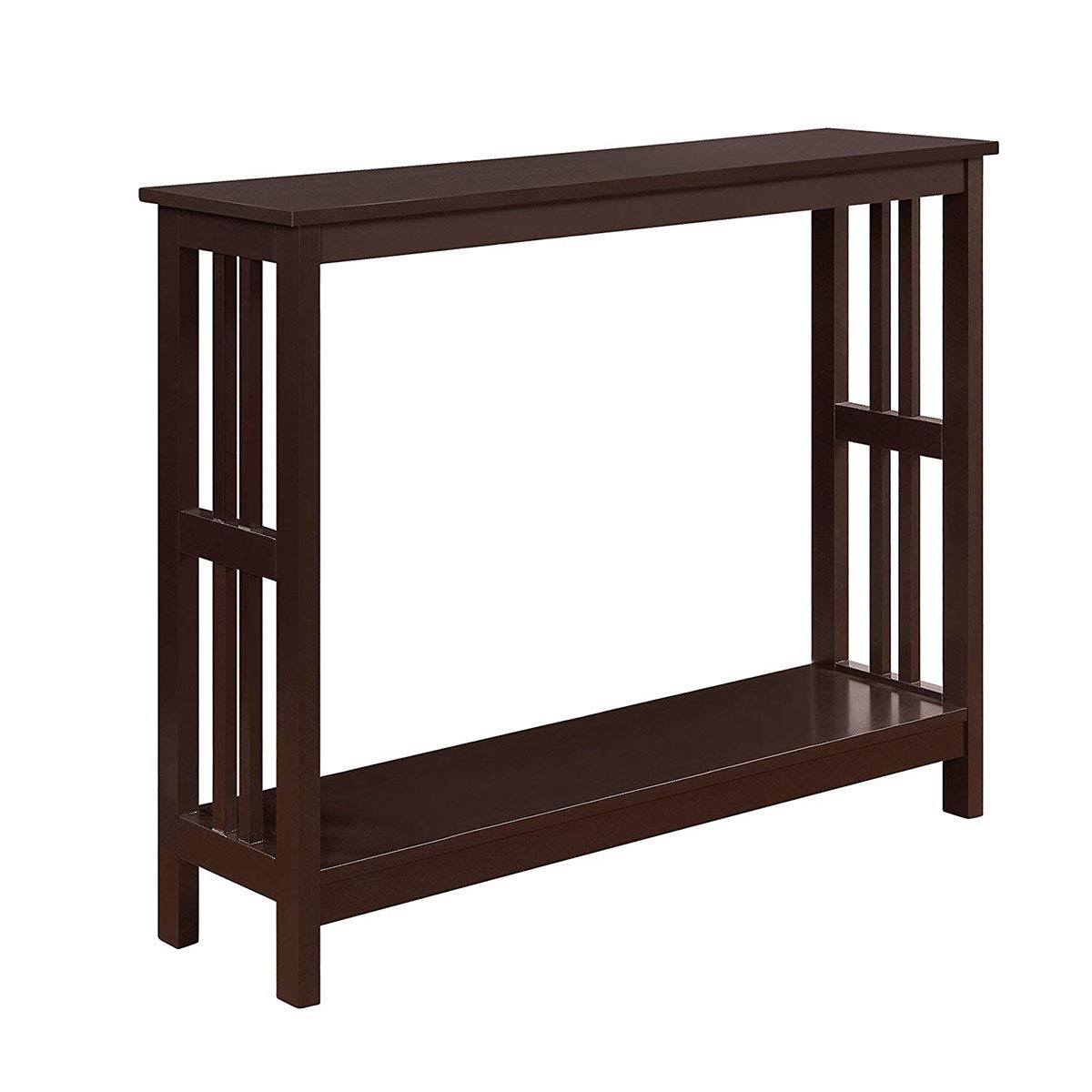 Convenience Concepts Mission Console Table with Shelf - Espresso Finish Entryway Table for Living Room, Hallway & Home Decor
