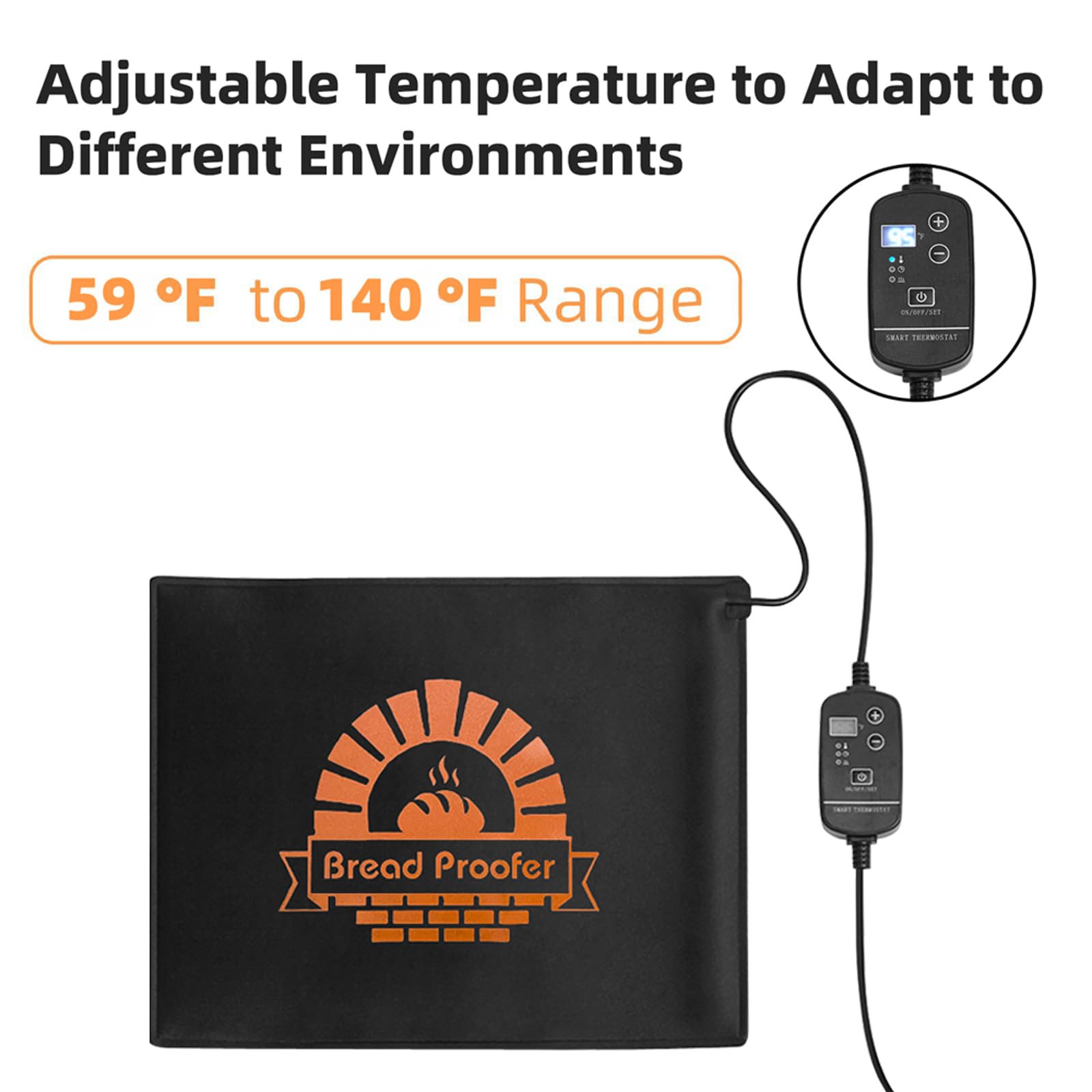 Adjustable Temperature Bread Proofer & Dough Starter (59°F-140°F) with Thermostat Control - Perfect for Home Baking, Artisan Bread Making & Sourdough Starter - Ideal for Kitchens, Bakeries & Bread Enthusiasts