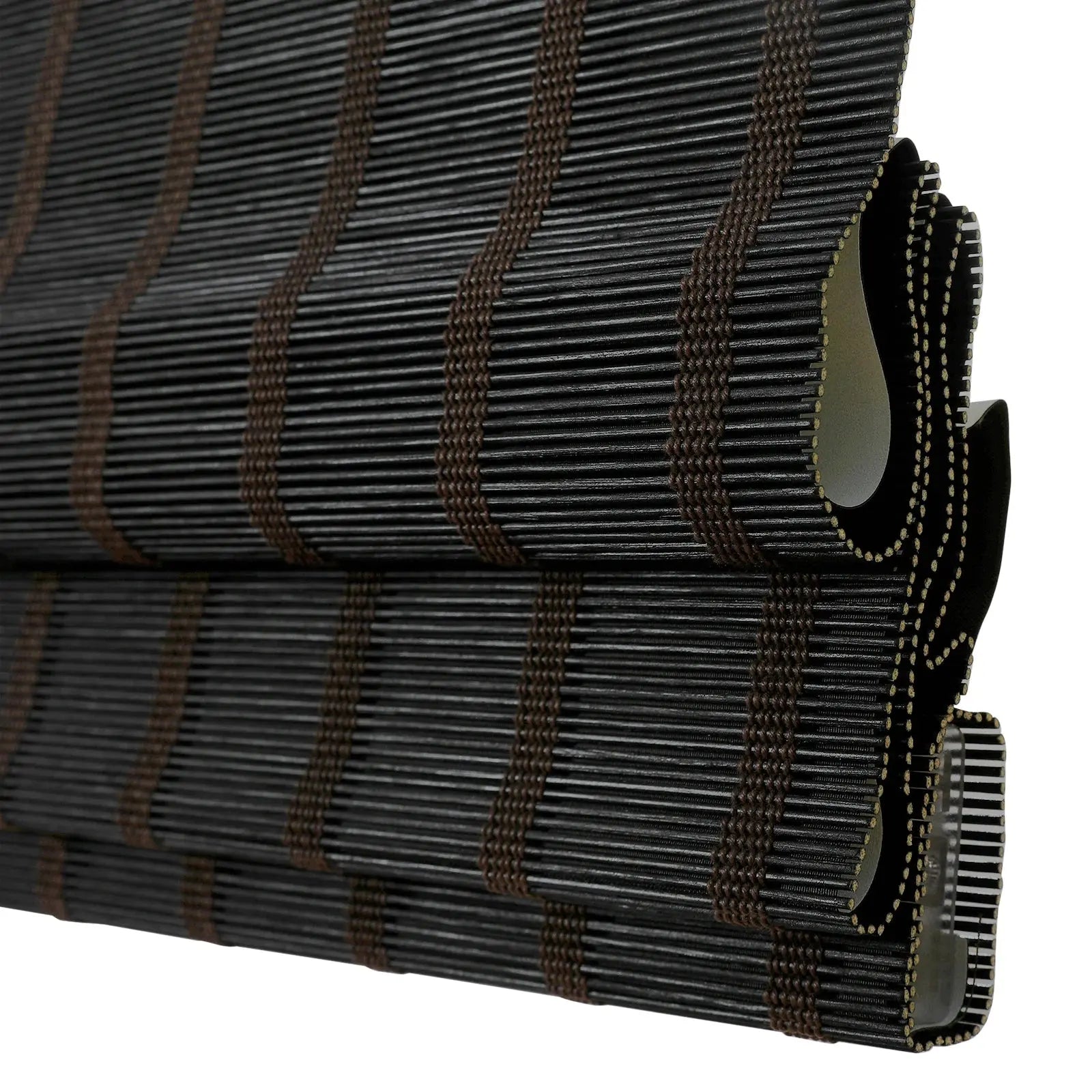 Sybil Bamboo Roman Shade - Black Coffee Window Treatment for Living Room & Bedroom | Eco-Friendly Natural Wood Blinds for Home Decor