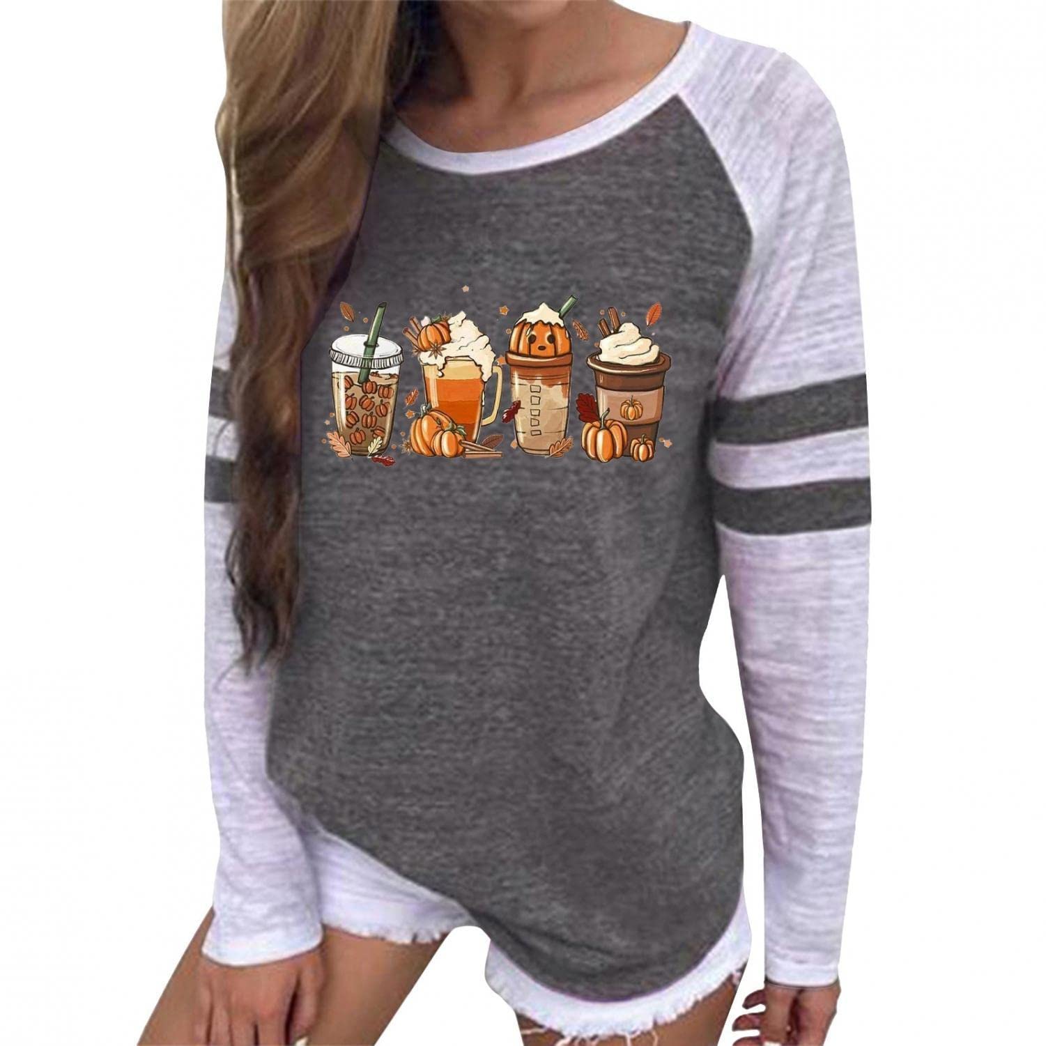 Women's Long Raglan Sleeve Crew Neck T-Shirt | Funny Printed Casual Top | Loose Fit Fall Fashion | Perfect for Everyday Wear, Weekend Outings & Layering