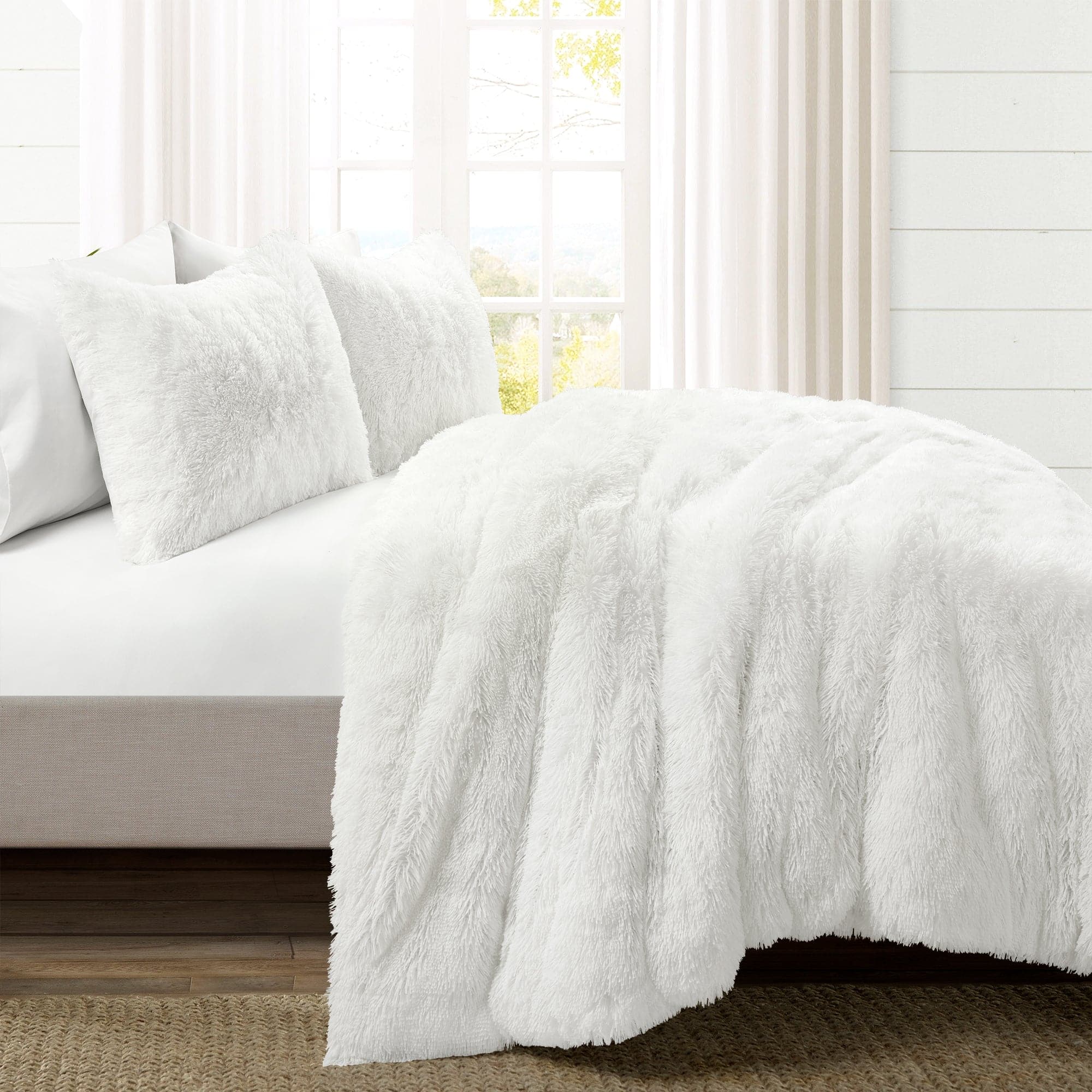 Emma Faux Fur Duvet Cover 3 Piece Set - Soft Luxury Bedding Set for Winter, King/Queen Size - Cozy Bedroom Decor for Master Bedroom & Guest Room