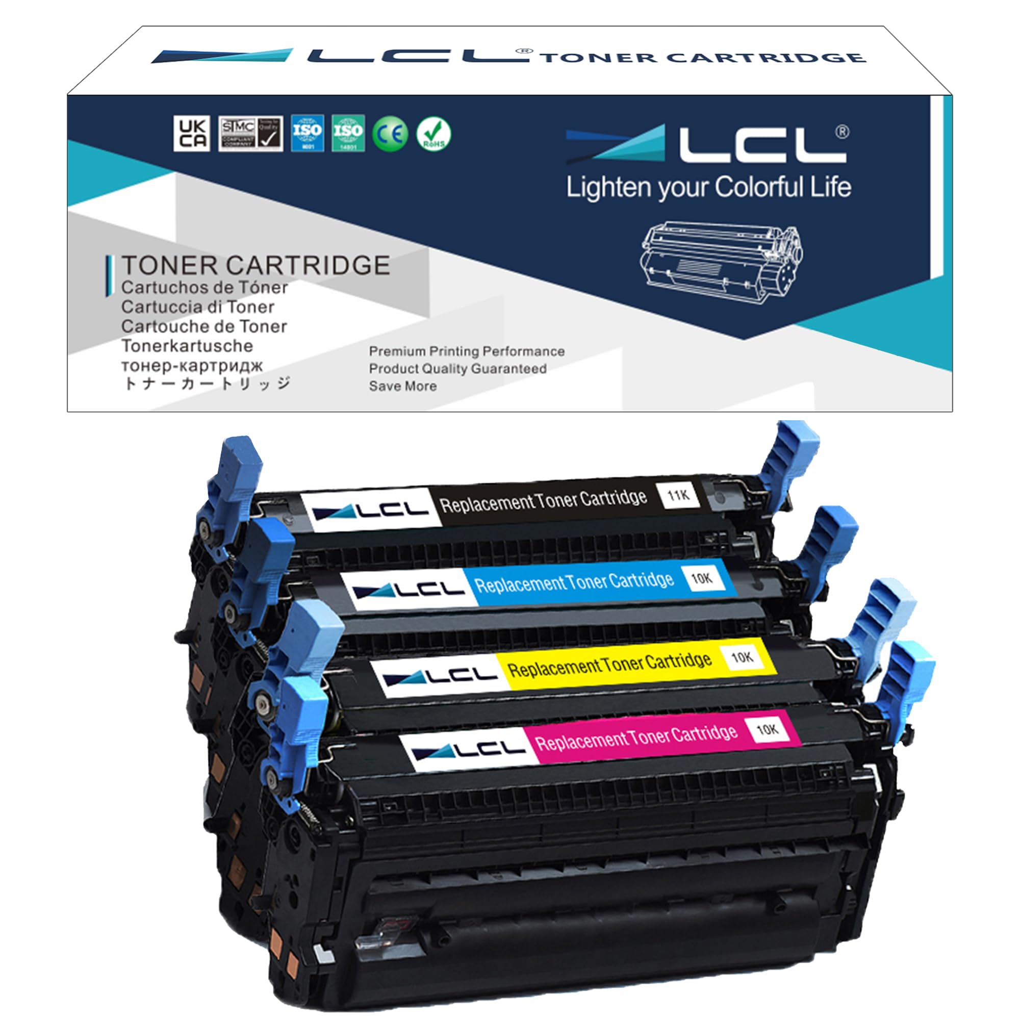 High-Quality LCL Remanufactured Toner Cartridge 4-Pack (BK/C/M/Y) - Compatible with HP 643A Q5950A Q5951A Q5952A Q5953A for HP Color LaserJet 4700 Series (4700n, 4700dn, 4700dtn, 4700PH+, 4710) - Perfect for Office Printing & High-Volume Documents