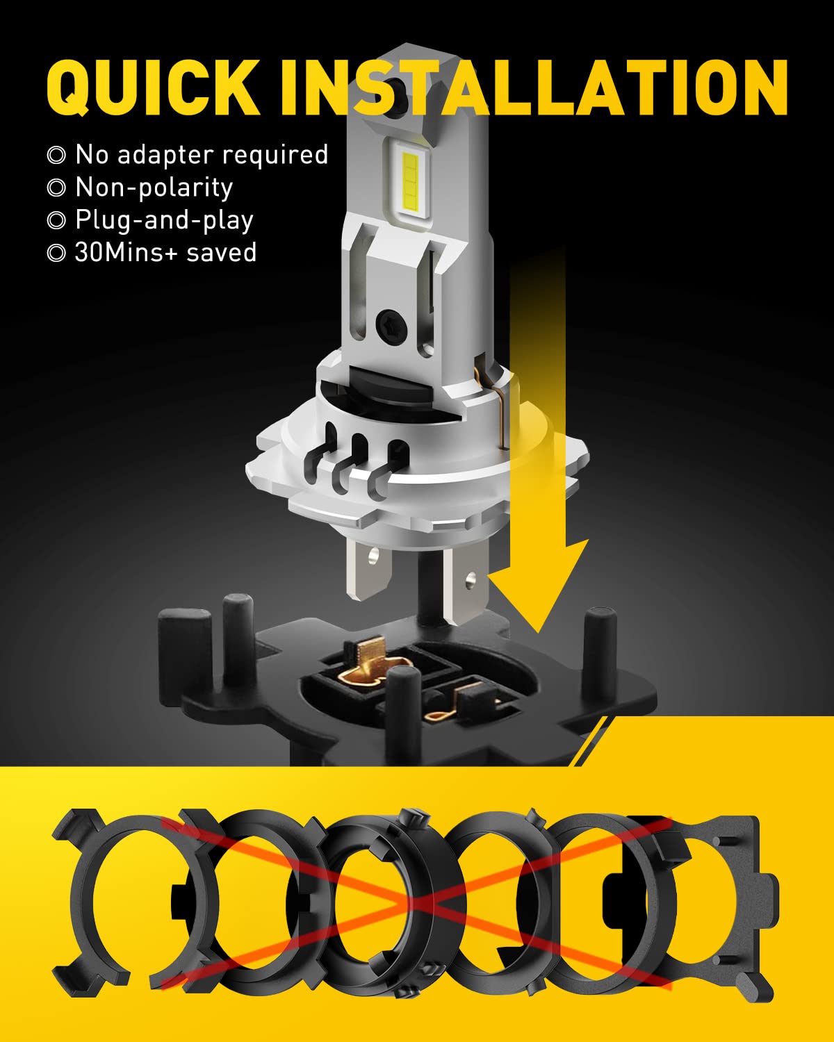 AUXITO H7 LED Headlight Bulbs - 300% Brighter 6500K Cool White, Plug and Play Installation, Fan Cooling System - Perfect for Fog Lights & Daytime Running Lights (DRL) - Pack of 2 - Ideal for Night Driving and Enhanced Visibility