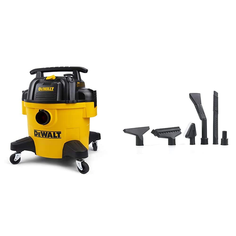 **DEWALT DXV06P 6 Gallon Wet/Dry Vacuum Cleaner - Yellow Workshop Vac with 1-7/8-Inch Accessory Kit (WS17854A) - Ideal for Homeowners, DIY Projects, Garage Cleaning & Workshop Use**