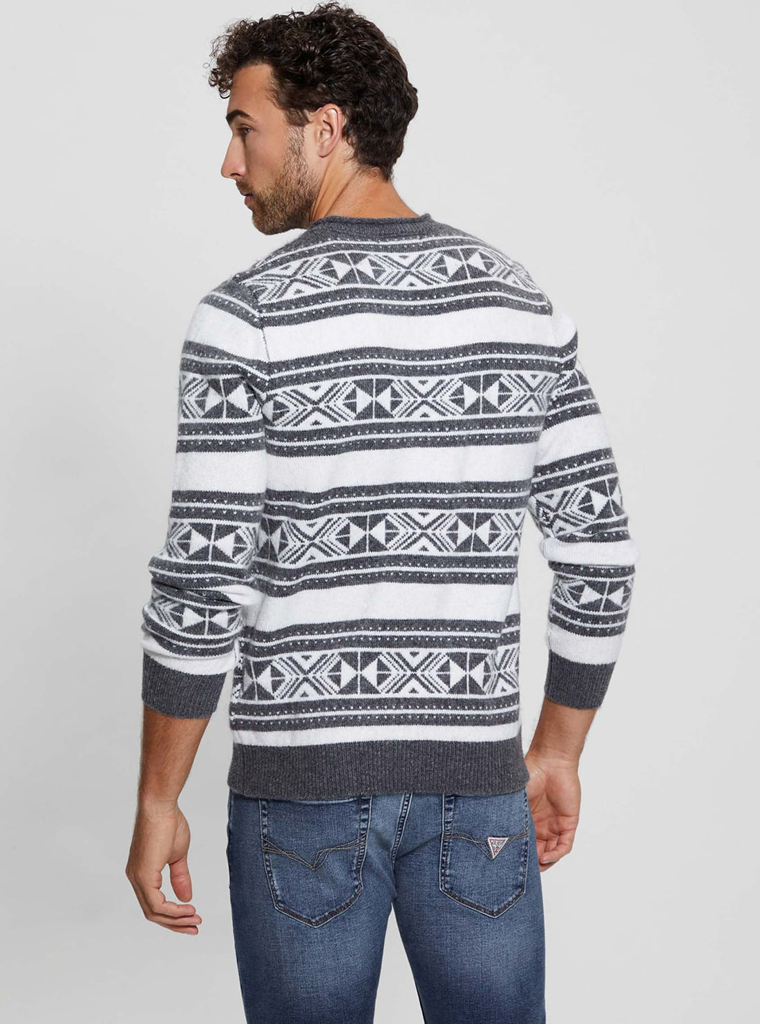 Ezekiel Crew Neck Jacquard Sweater for Men | Soft Knit Pullover | Vintage Style Winter Sweater | Perfect for Casual Wear & Holiday Outfits