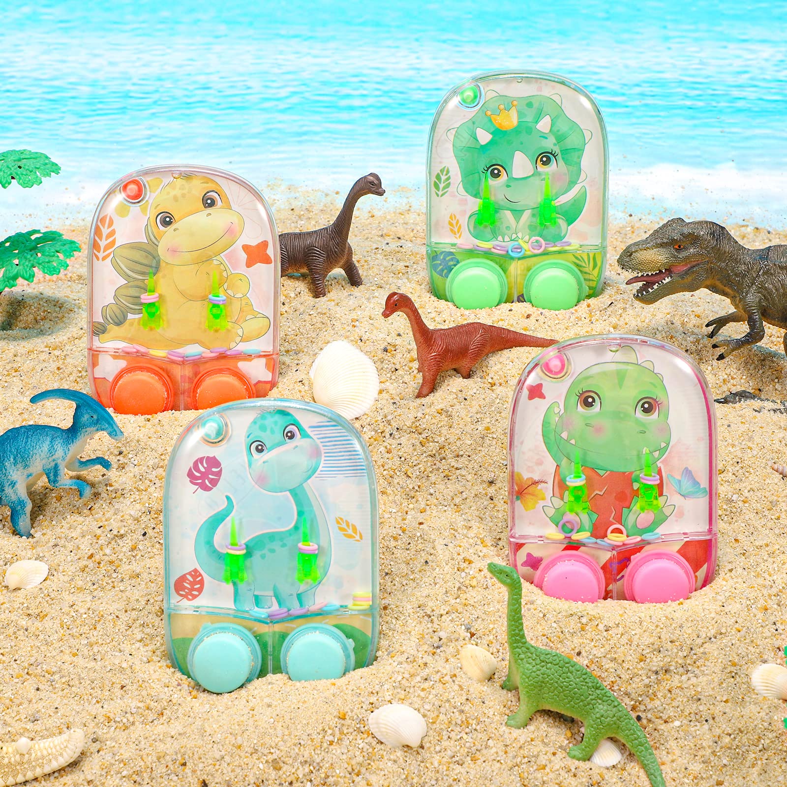 Dinosaur Water Ring Toss Game - 4 Pack Handheld Water Toys for Kids, Family Outdoor Pool Party Games, Stress Relief Travel Toys & Party Favors | Perfect for Beach, Backyard, Summer Fun & Birthday Gifts