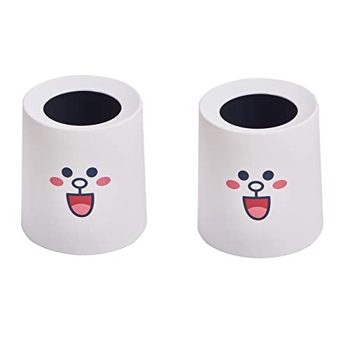 MRBJC 2-Pack Plastic Trash Cans - 9L Slim Modern Waste Baskets for Bathroom, Kitchen, Office & Small Spaces - White (Perfect for Tight Corners & Home Organization)