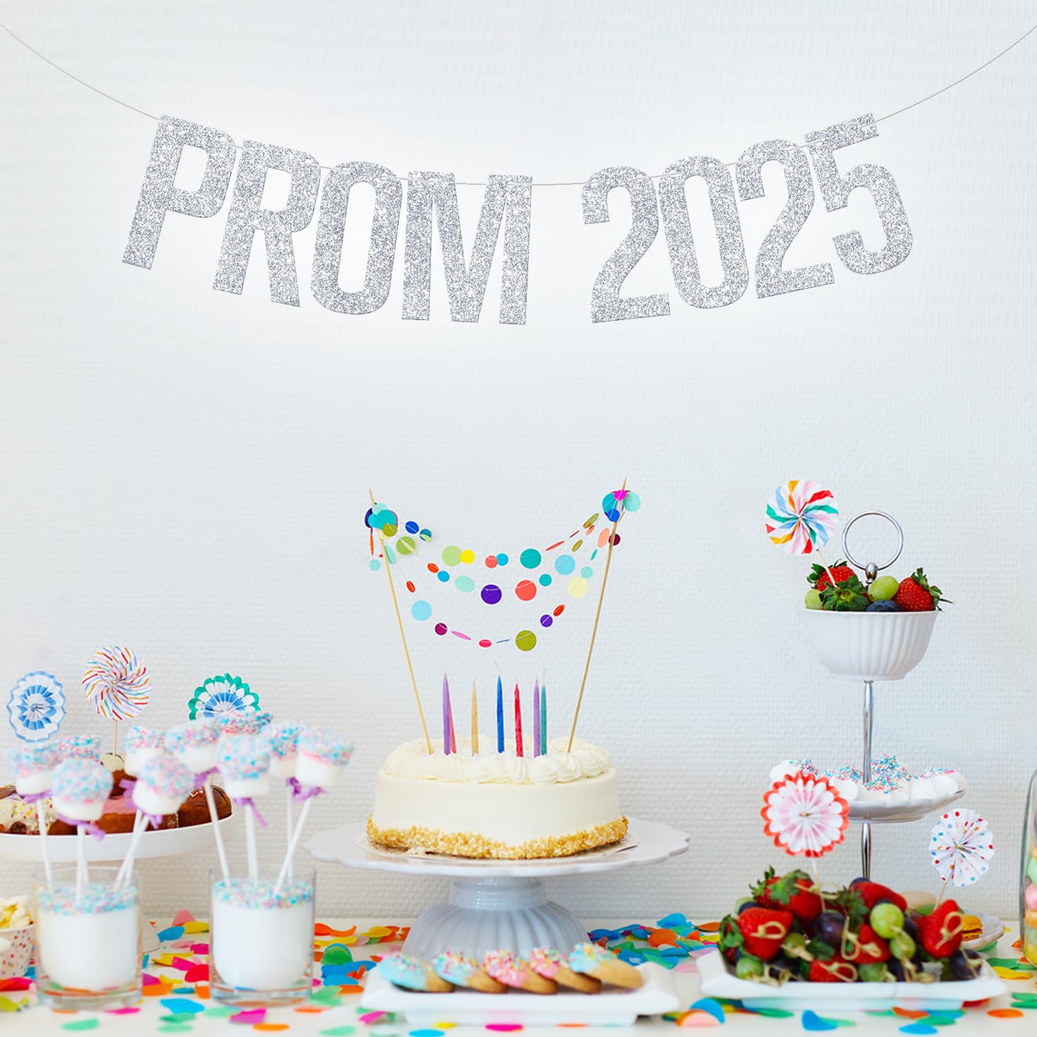 2025 Prom Banner & Graduation Decorations - Silver Glitter Prom Night Party Supplies for Class of 2025 | Perfect for High School Dance, Senior Party & Grad Celebration Decor